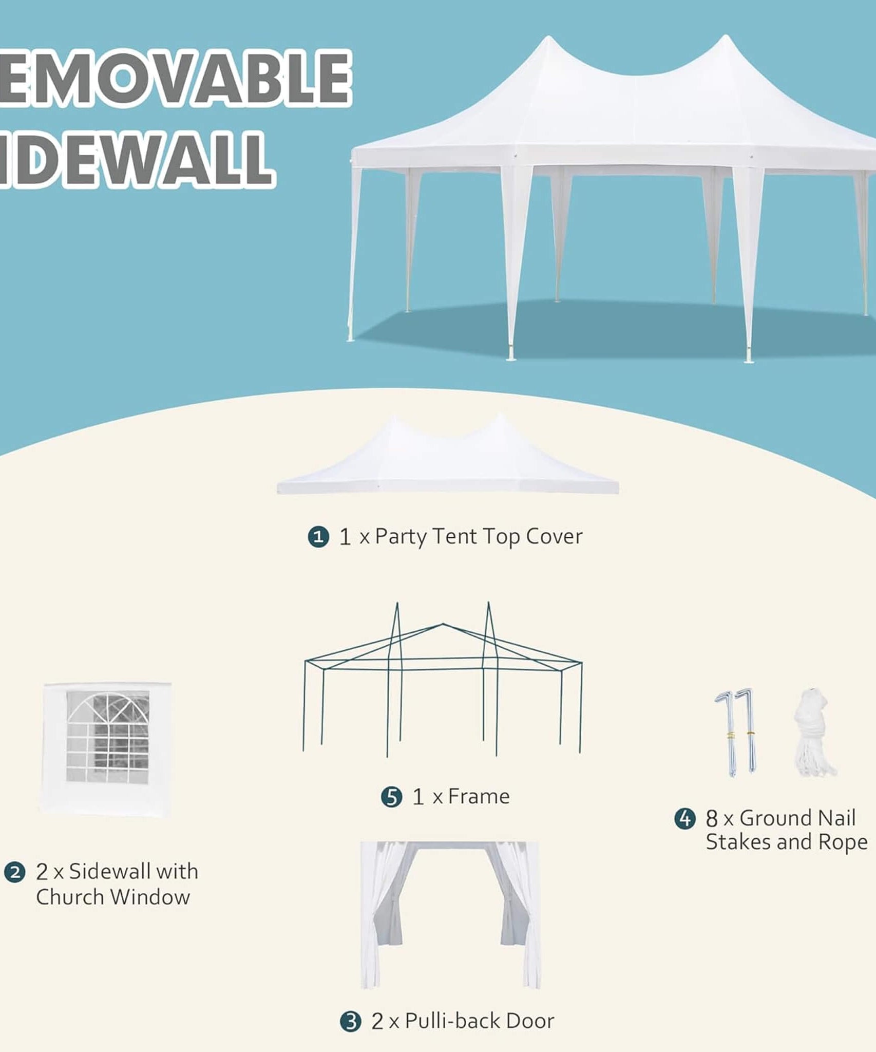 Large Heavy-Duty Customizable Party Tent With Sidewalls And Windows (SAK72615)