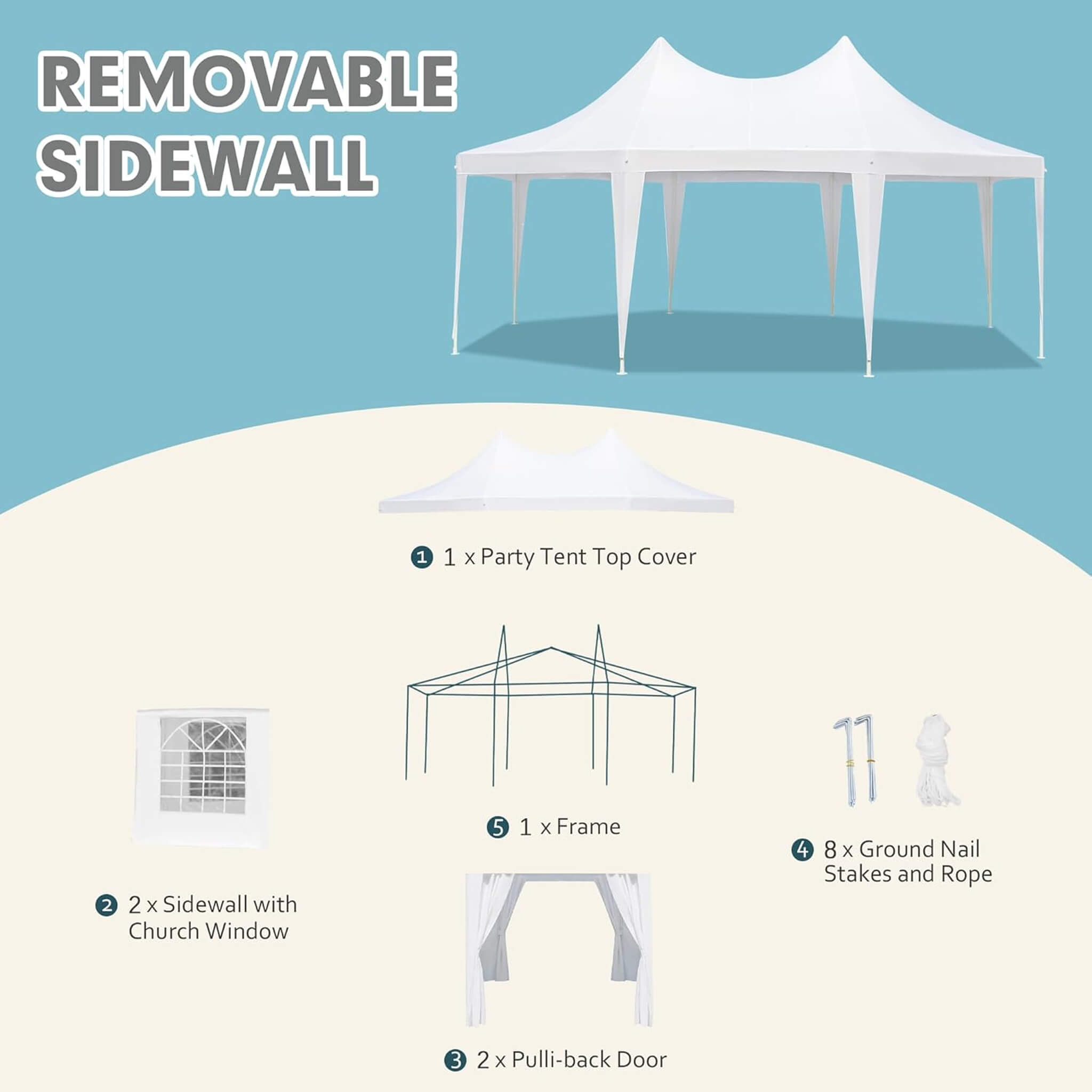 Large Heavy-Duty Customizable Party Tent With Sidewalls And Windows (SAK72615)