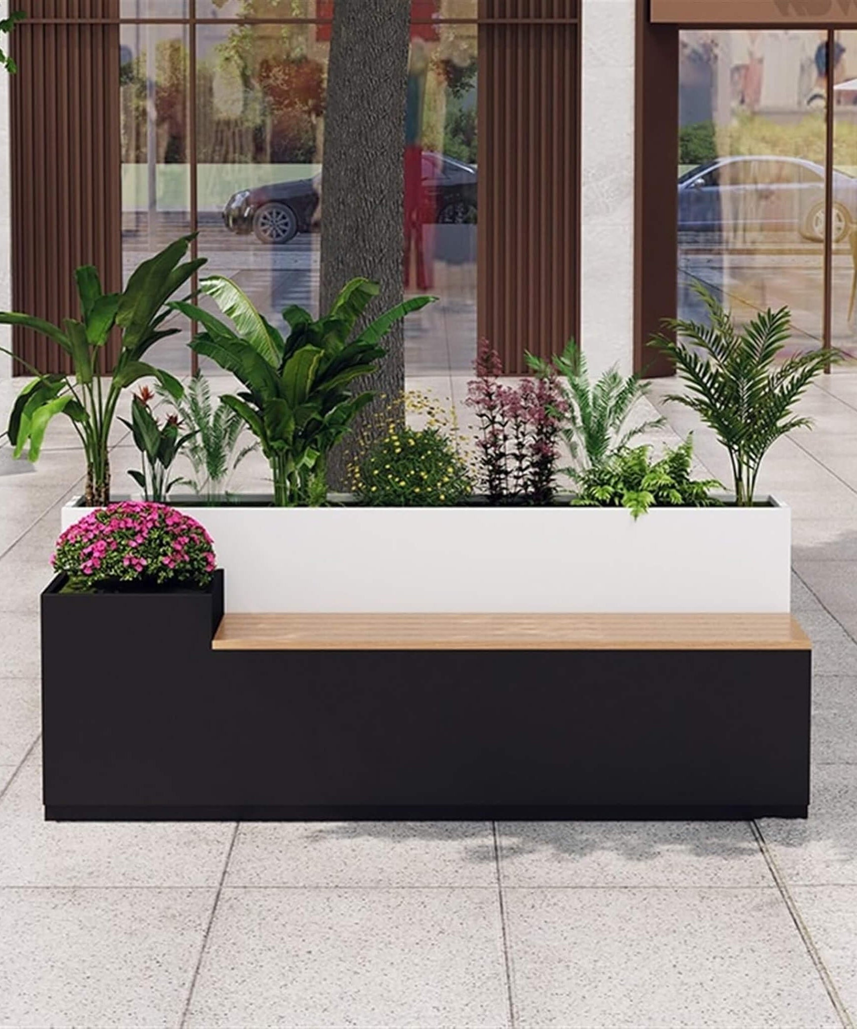 Large Outdoor All-Weather Commercial Flower Box Potting Bench [Made To Order] (SAK70249)