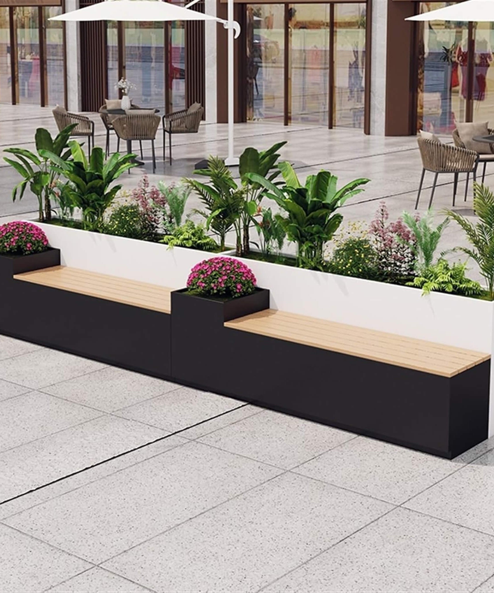 Large Outdoor All-Weather Commercial Flower Box Potting Bench [Made To Order] (SAK70249)