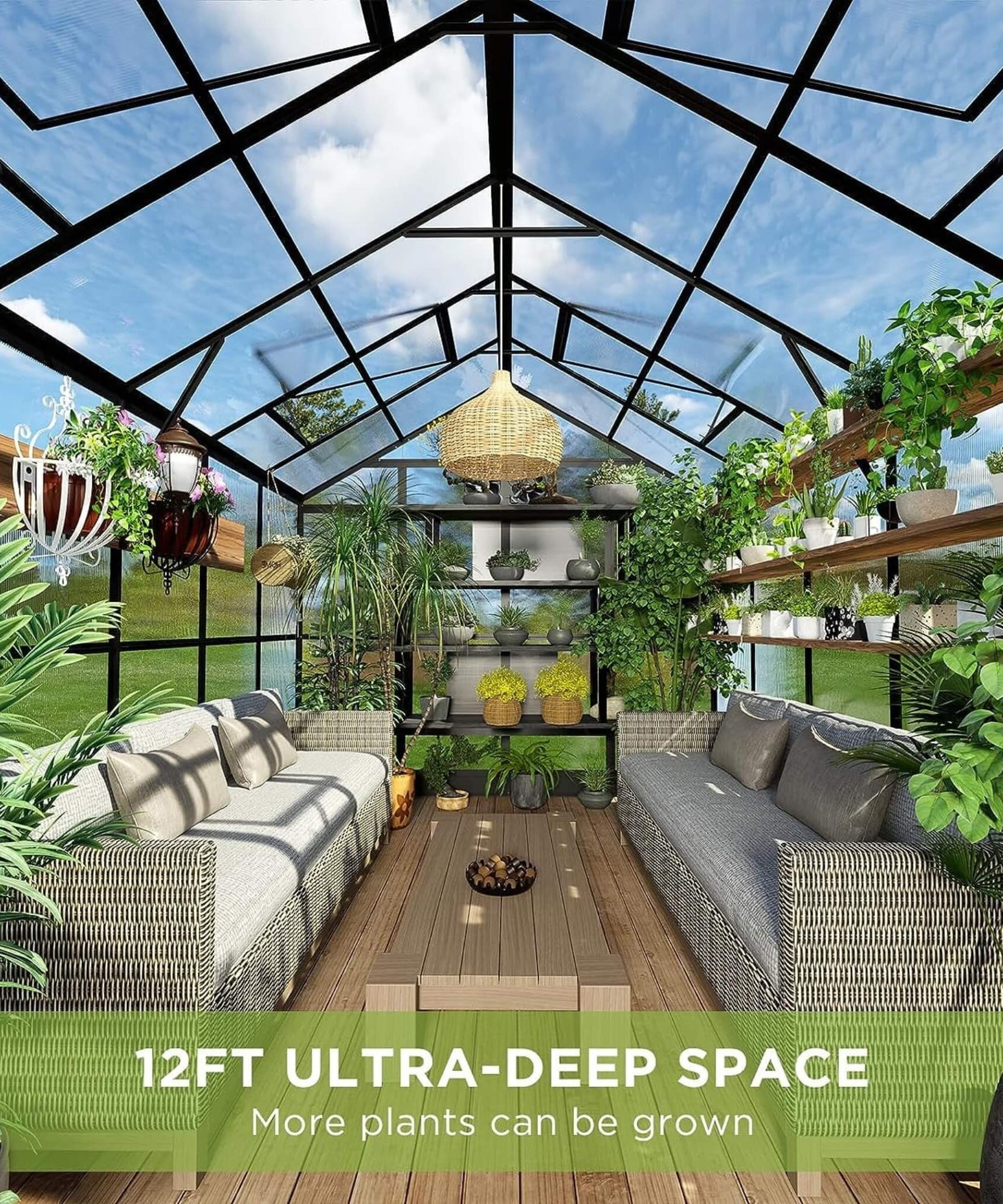 [08X12FT] Large Premium Outdoor Aluminum Polycarbonate Greenhouse With Double Swing Doors (SAK92641)