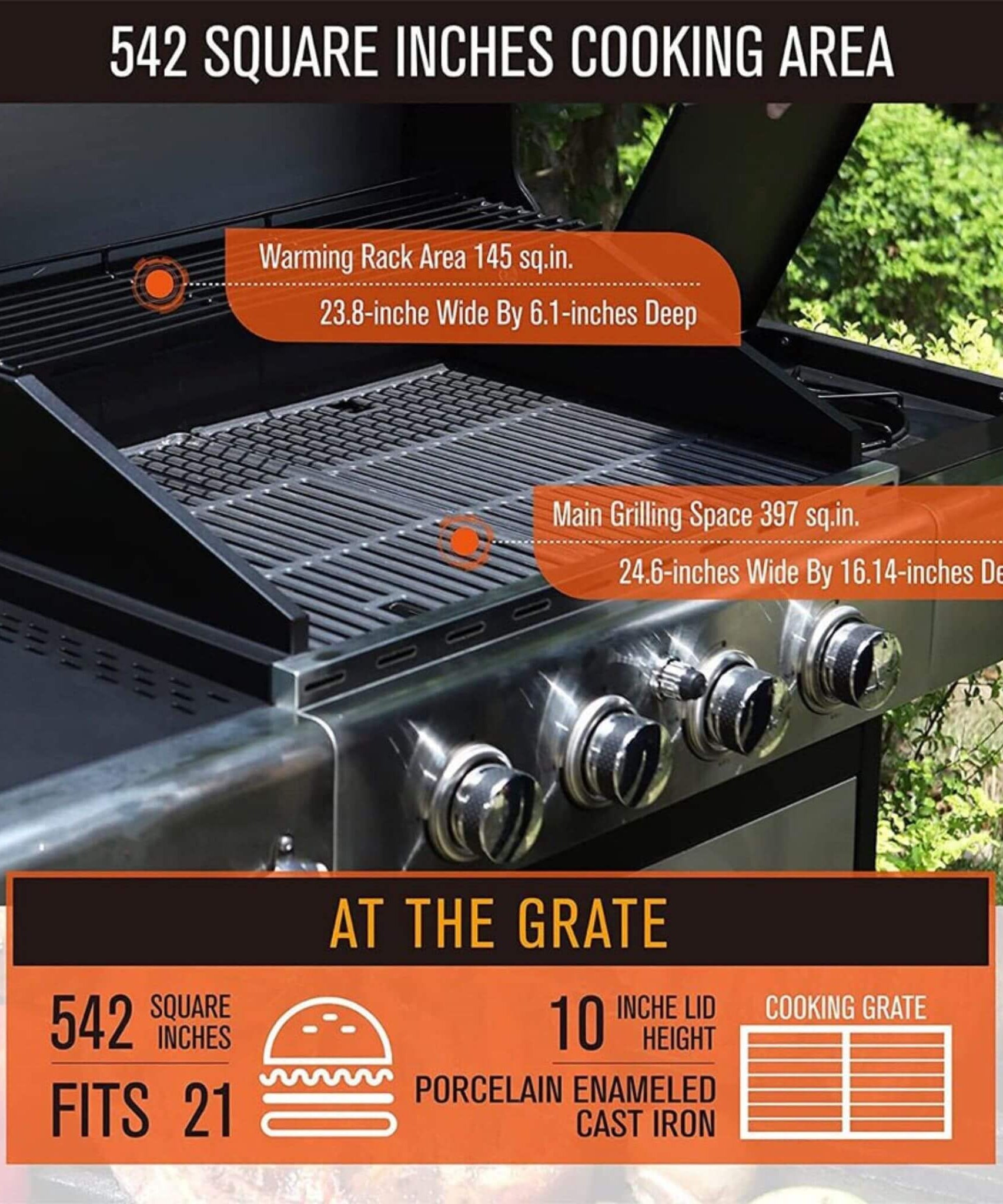 Large Outdoor 42K BTU BBQ Stainless Steel Propane Gas Grill With 4 Burners (SAK61283)