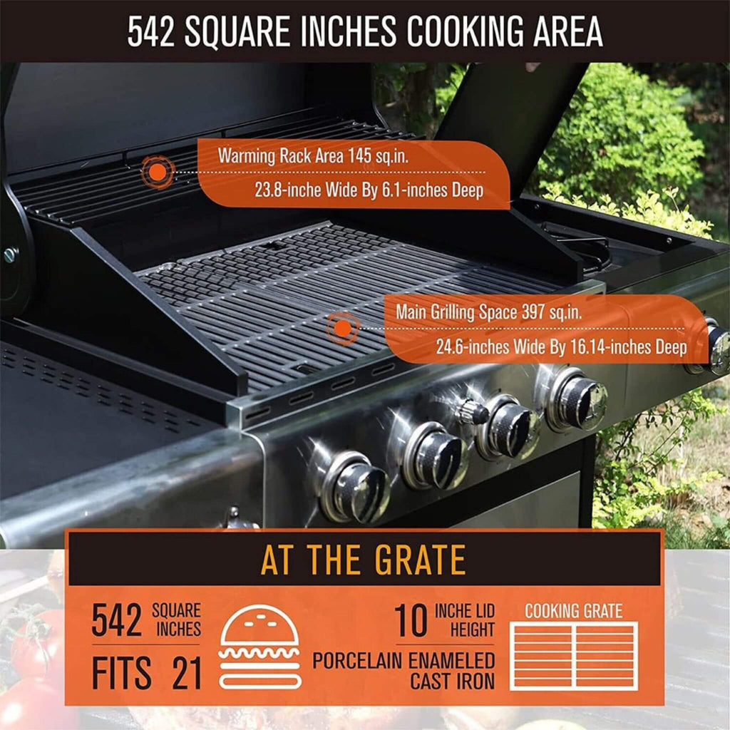 Large Outdoor 42K BTU BBQ Stainless Steel Propane Gas Grill With 4 Burners (SAK61283)