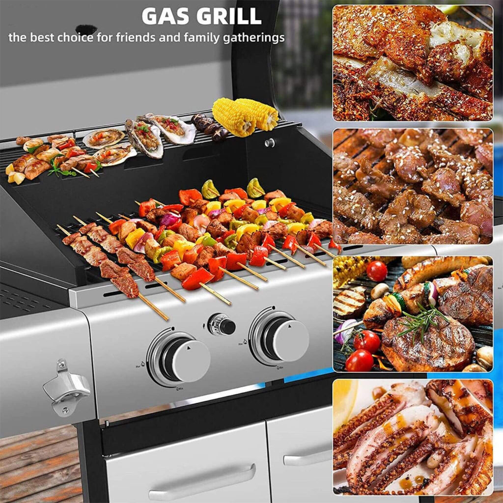 Large Outdoor 42K BTU BBQ Stainless Steel Propane Gas Grill With 4 Burners (SAK61283)