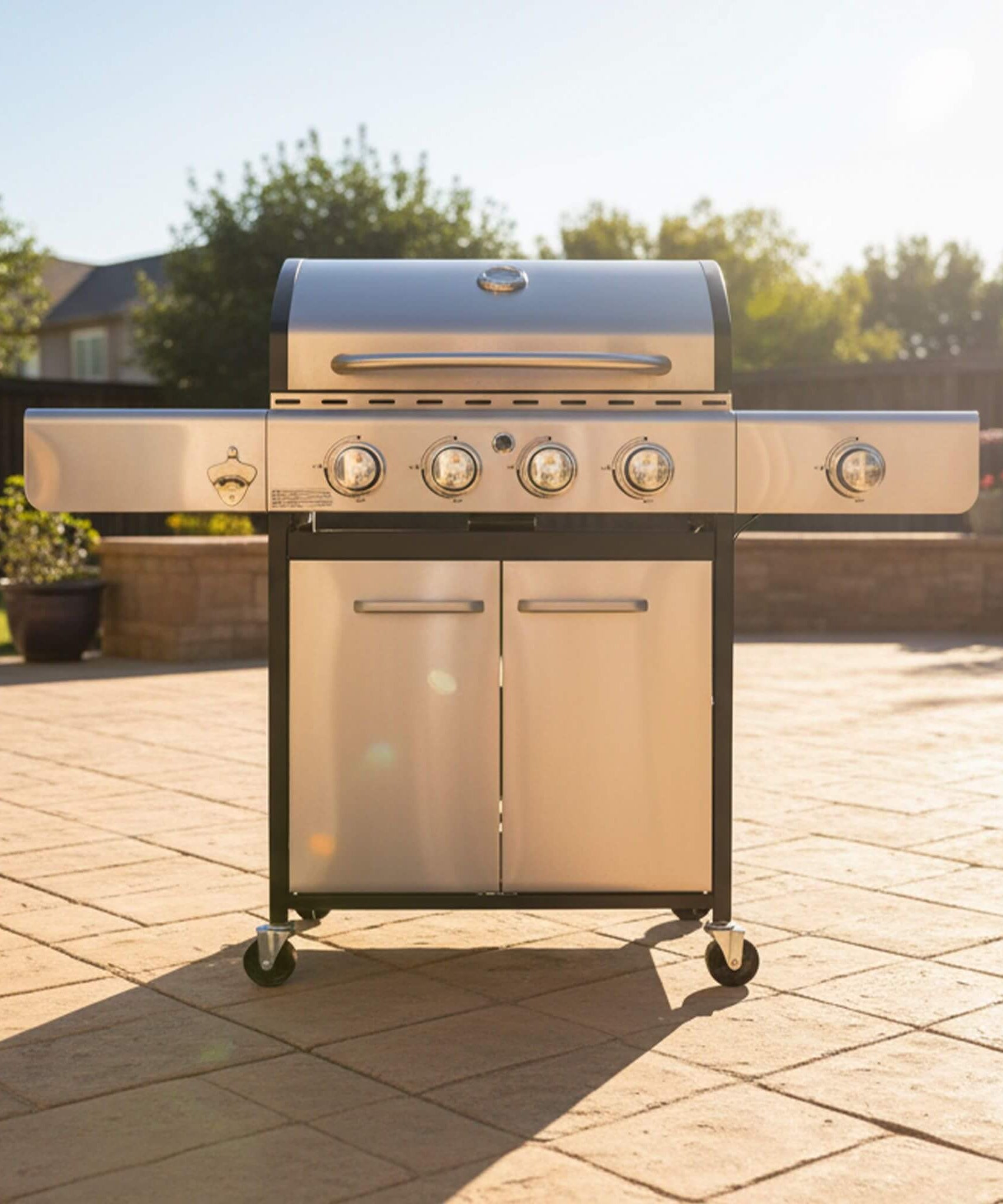 Large Outdoor 42K BTU BBQ Stainless Steel Propane Gas Grill With 4 Burners (SAK61283)