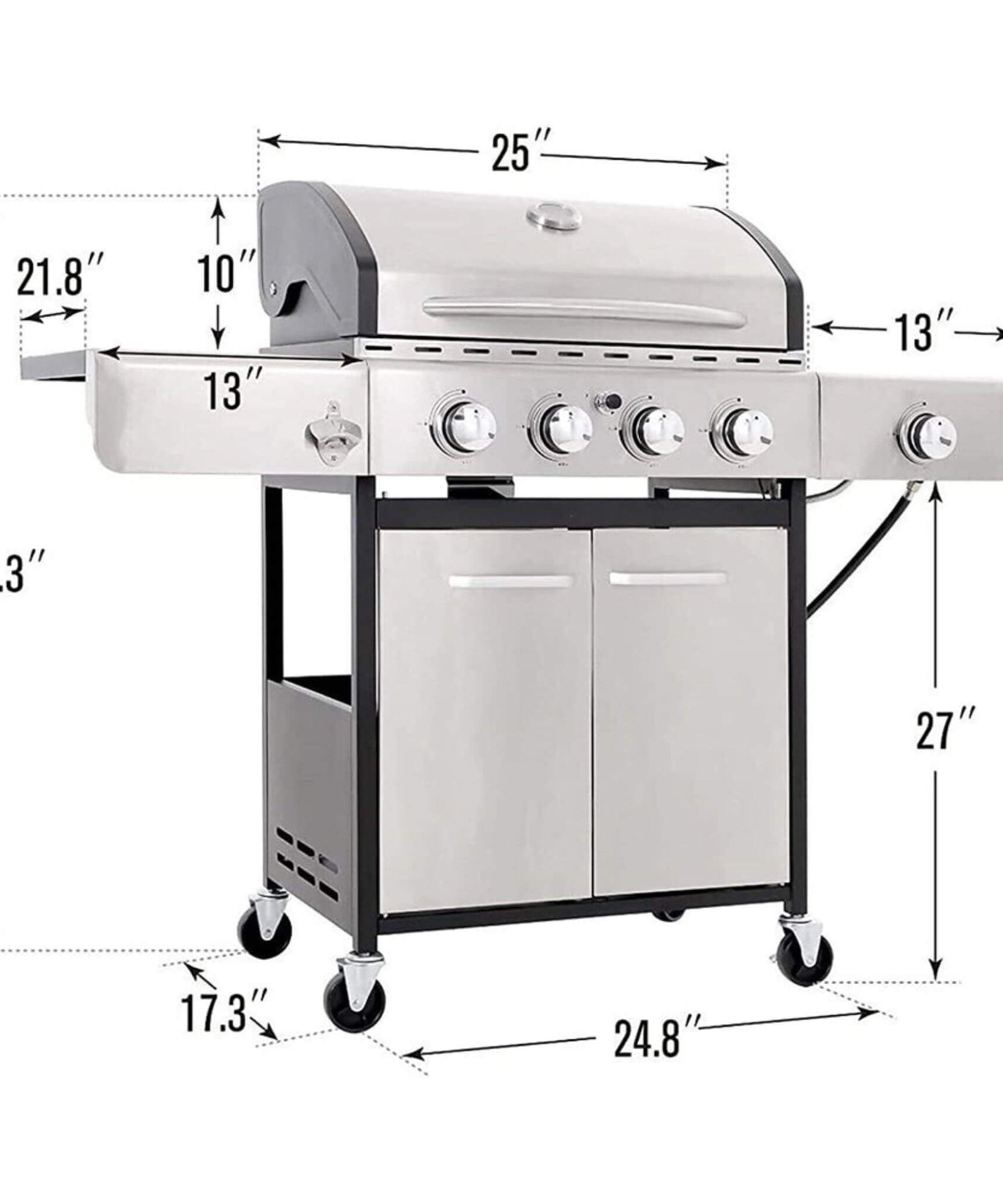 Large Outdoor 42K BTU BBQ Stainless Steel Propane Gas Grill With 4 Burners (SAK61283)