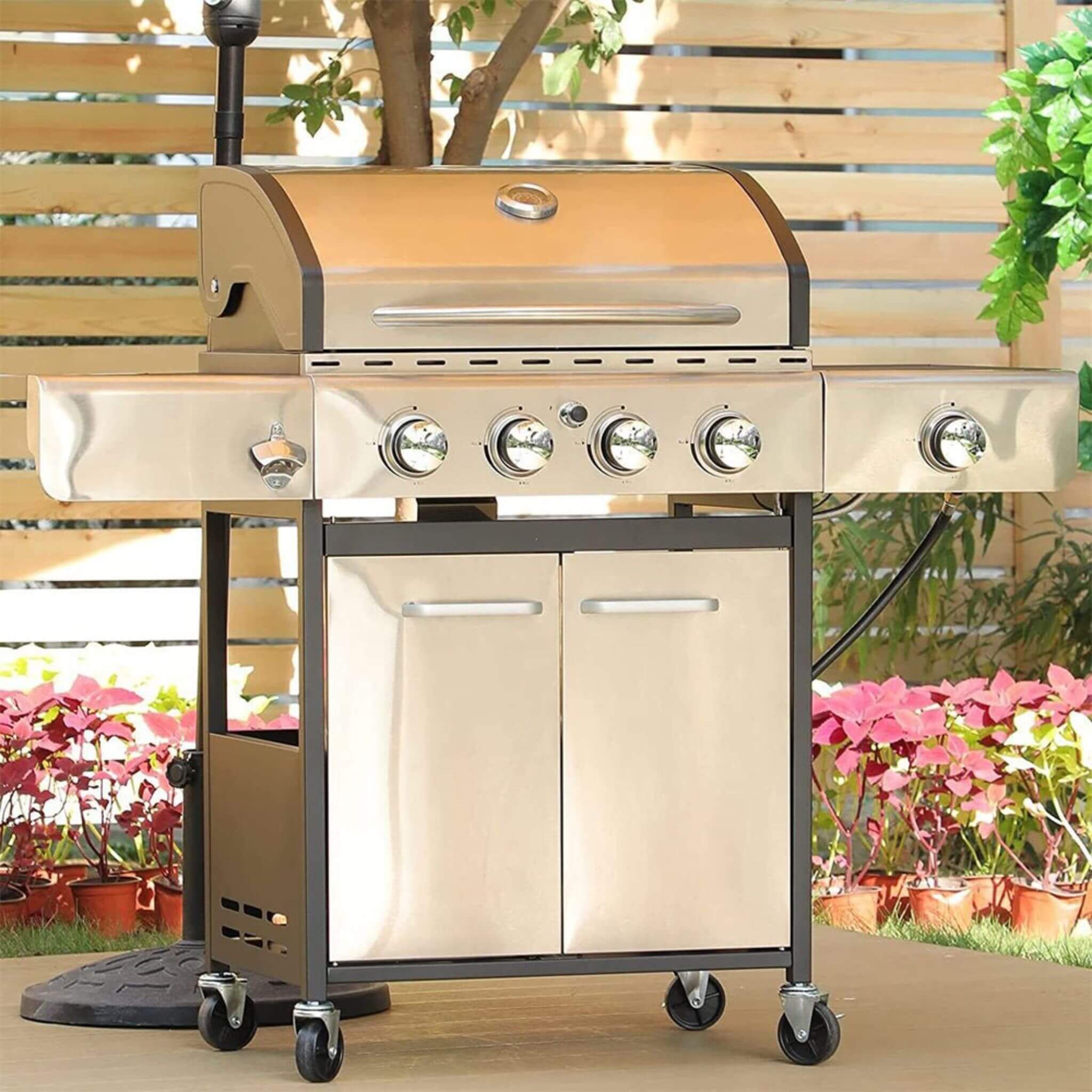 Large Outdoor 42K BTU BBQ Stainless Steel Propane Gas Grill With 4 Burners (SAK61283)