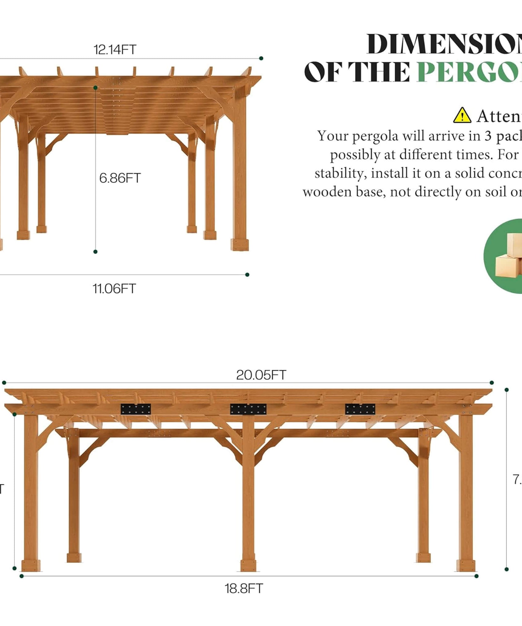Alora Large Outdoor Cedar Wood Pergola Kit With Slatted Roof (SAK31064)