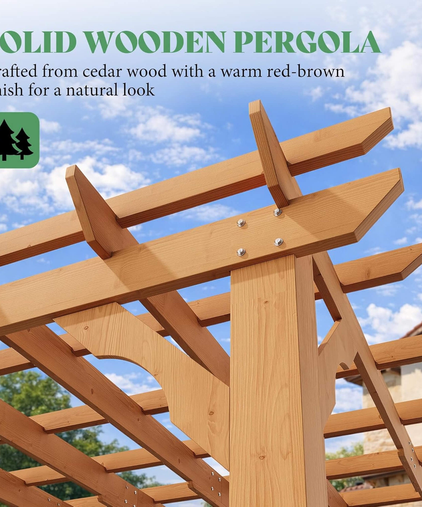Alora Large Outdoor Cedar Wood Pergola Kit With Slatted Roof (SAK31064)