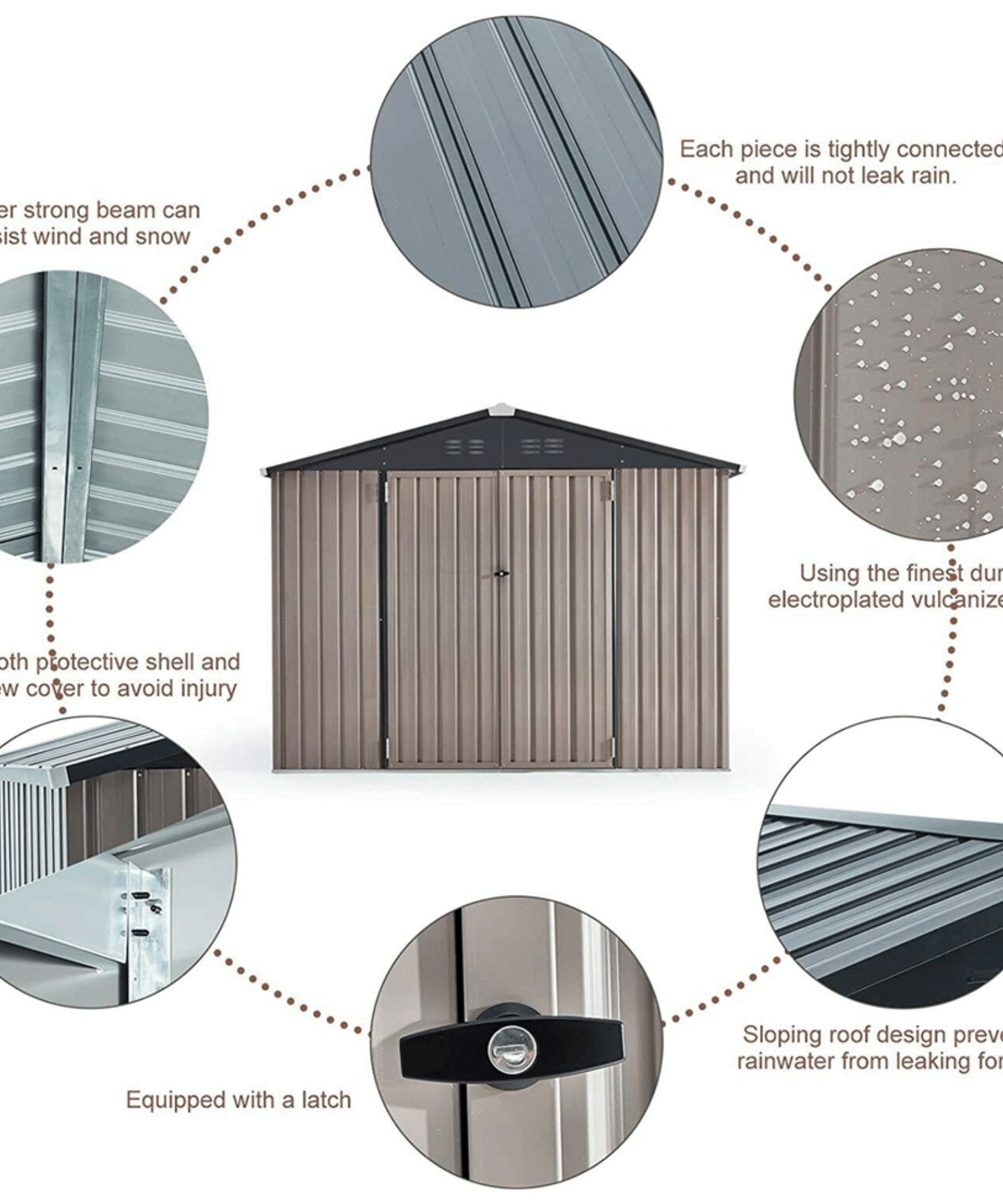 [06X08FT] Alora Large Outdoor Metal Hanover Storage Cabin House Shed (SAK94577)