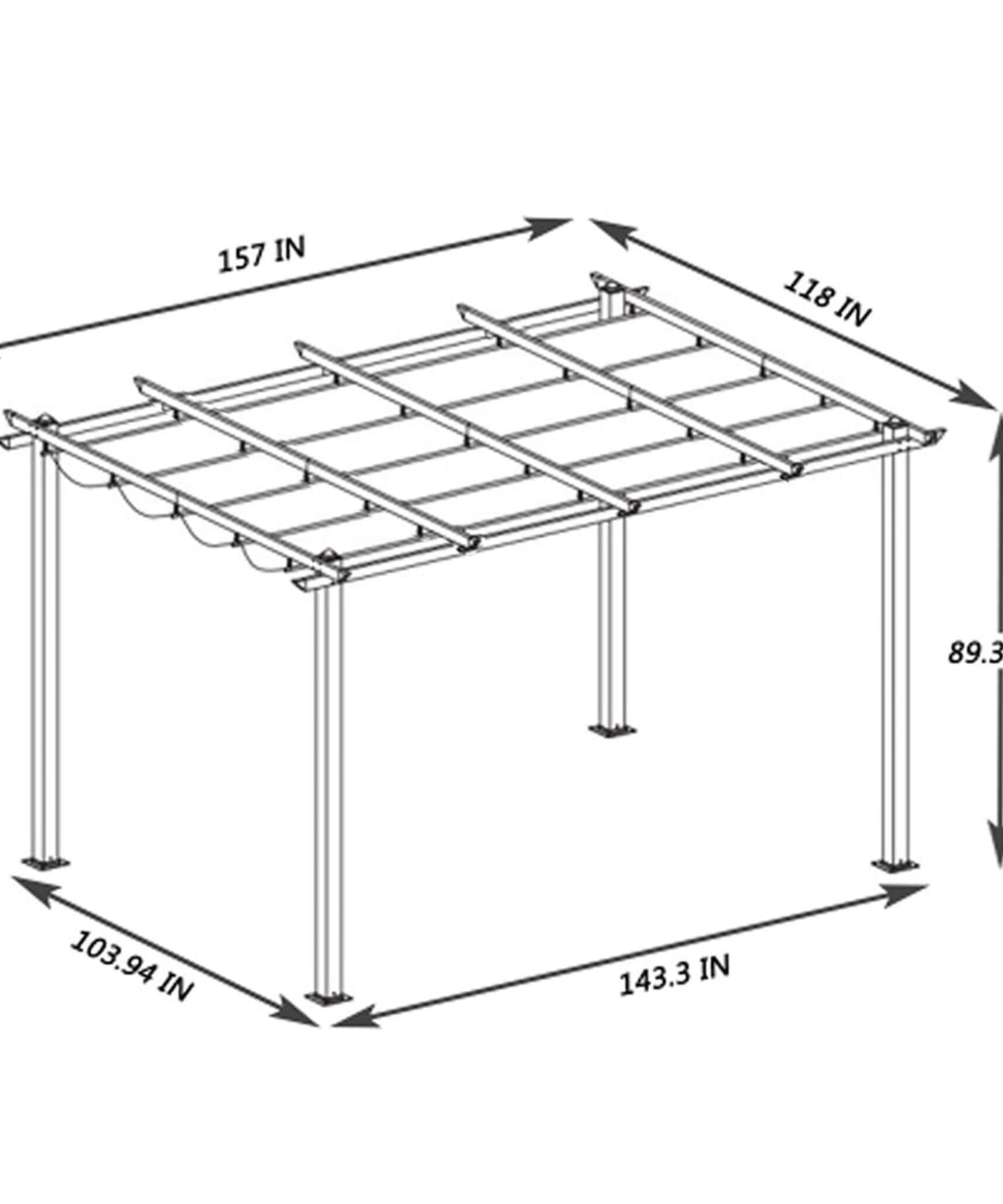 [10X13FT] Alora Large Outdoor Patio Pergola With Canopy & Retractable Sun Shades, Beige (SAK51842)