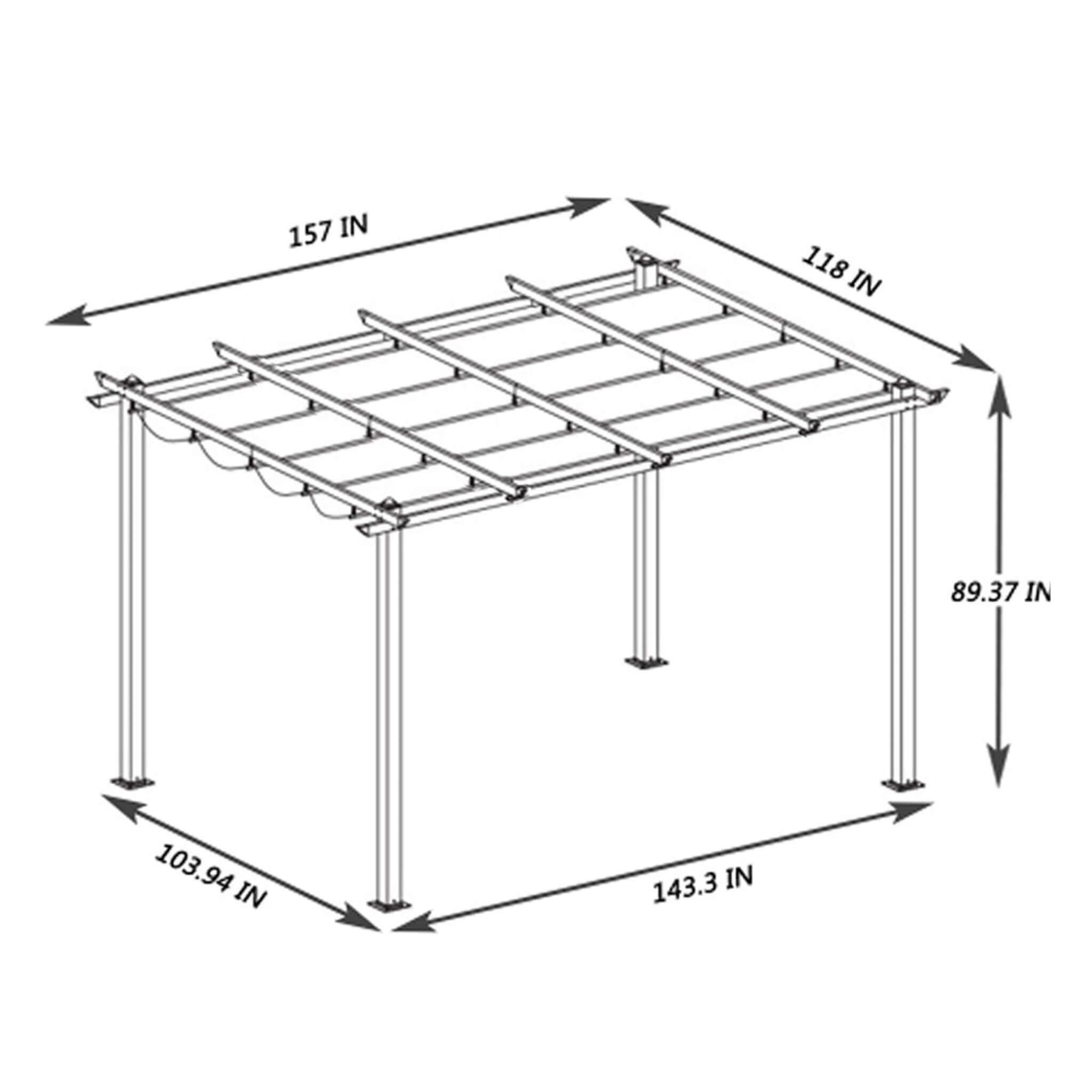 [10X13FT] Alora Large Outdoor Patio Pergola With Canopy & Retractable Sun Shades, Beige (SAK51842)