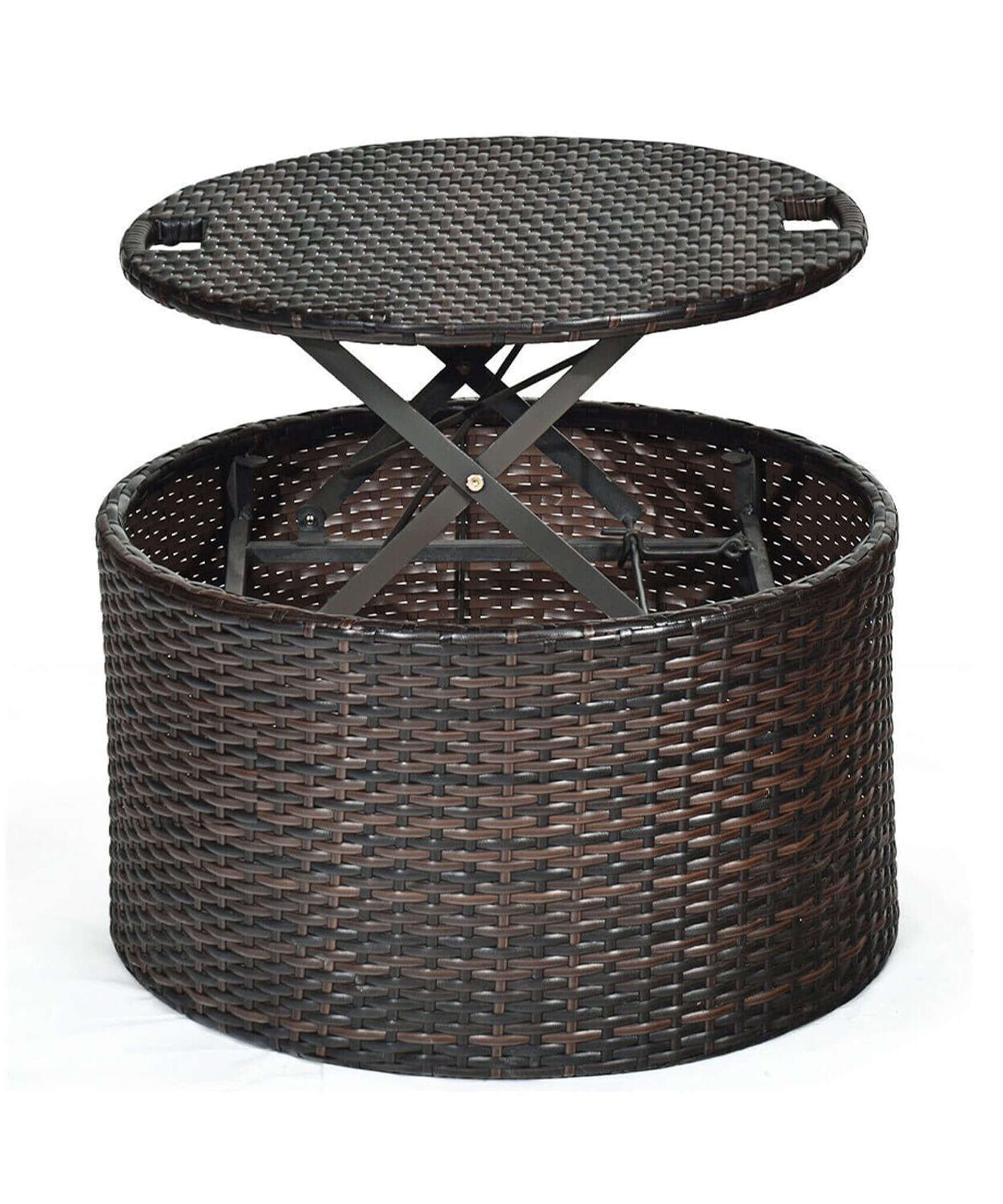 Alora Large 76-Inch Outdoor Patio Rattan Daybed Sofa W/ Adjustable Table Top, Canopy & 3 Pillows (SAK91254)