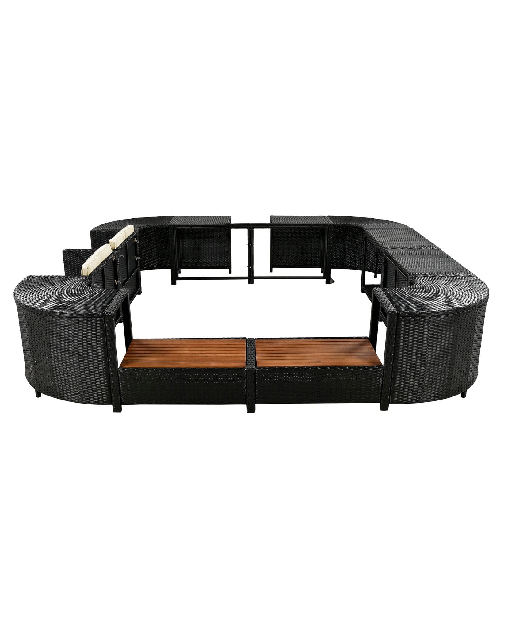Alora Large Outdoor Quadrilateral Spa Surround Rattan Sectional Sofa Set With Storage Compartments (SAK80217)