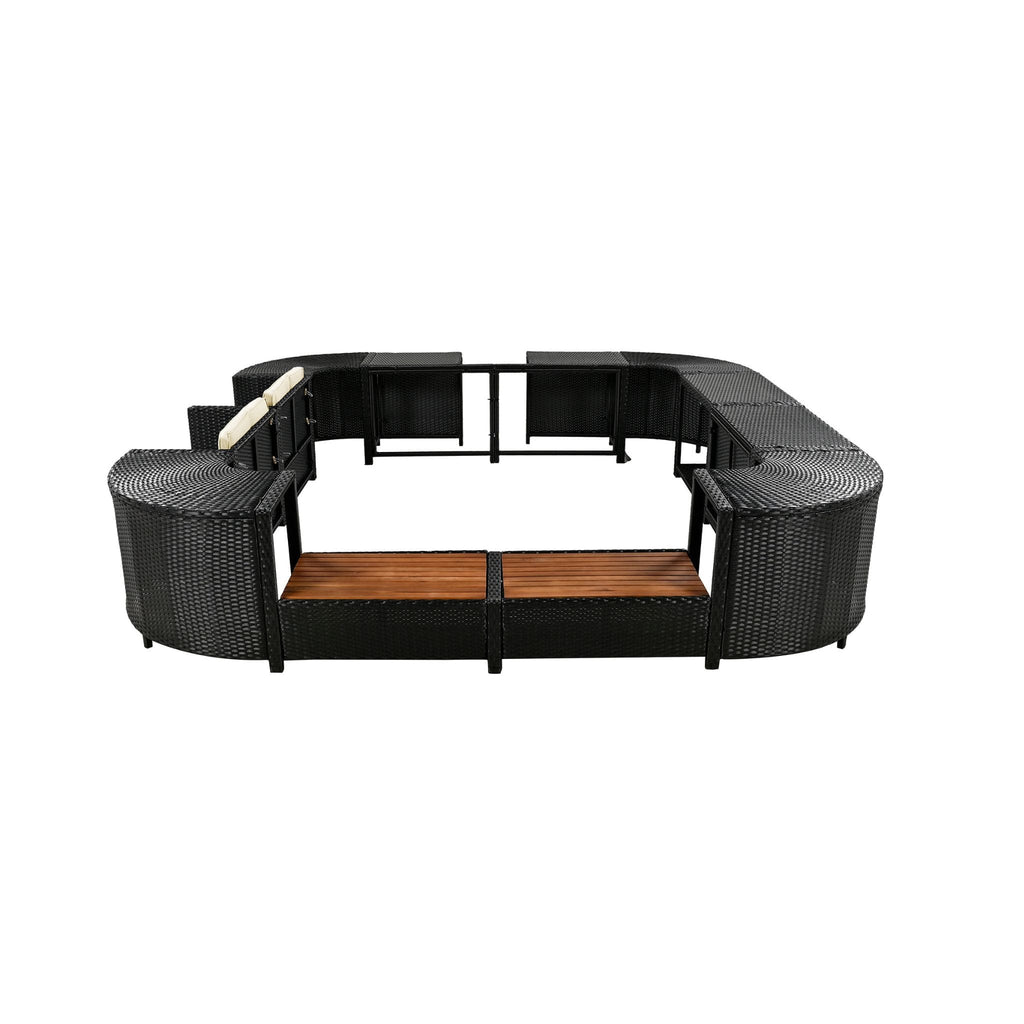 Alora Large Outdoor Quadrilateral Spa Surround Rattan Sectional Sofa Set With Storage Compartments (SAK80217)