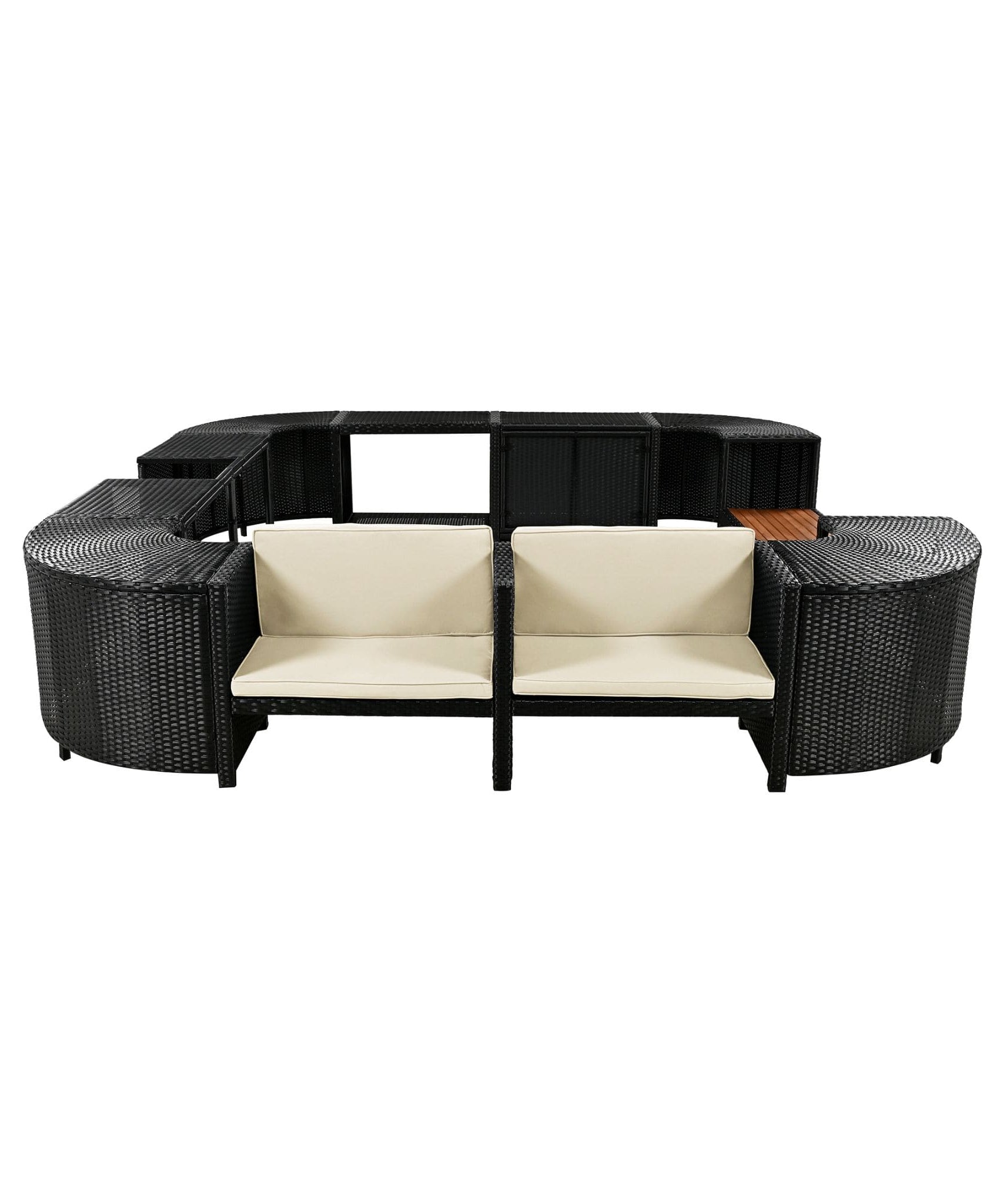 Alora Large Outdoor Quadrilateral Spa Surround Rattan Sectional Sofa Set With Storage Compartments (SAK80217)