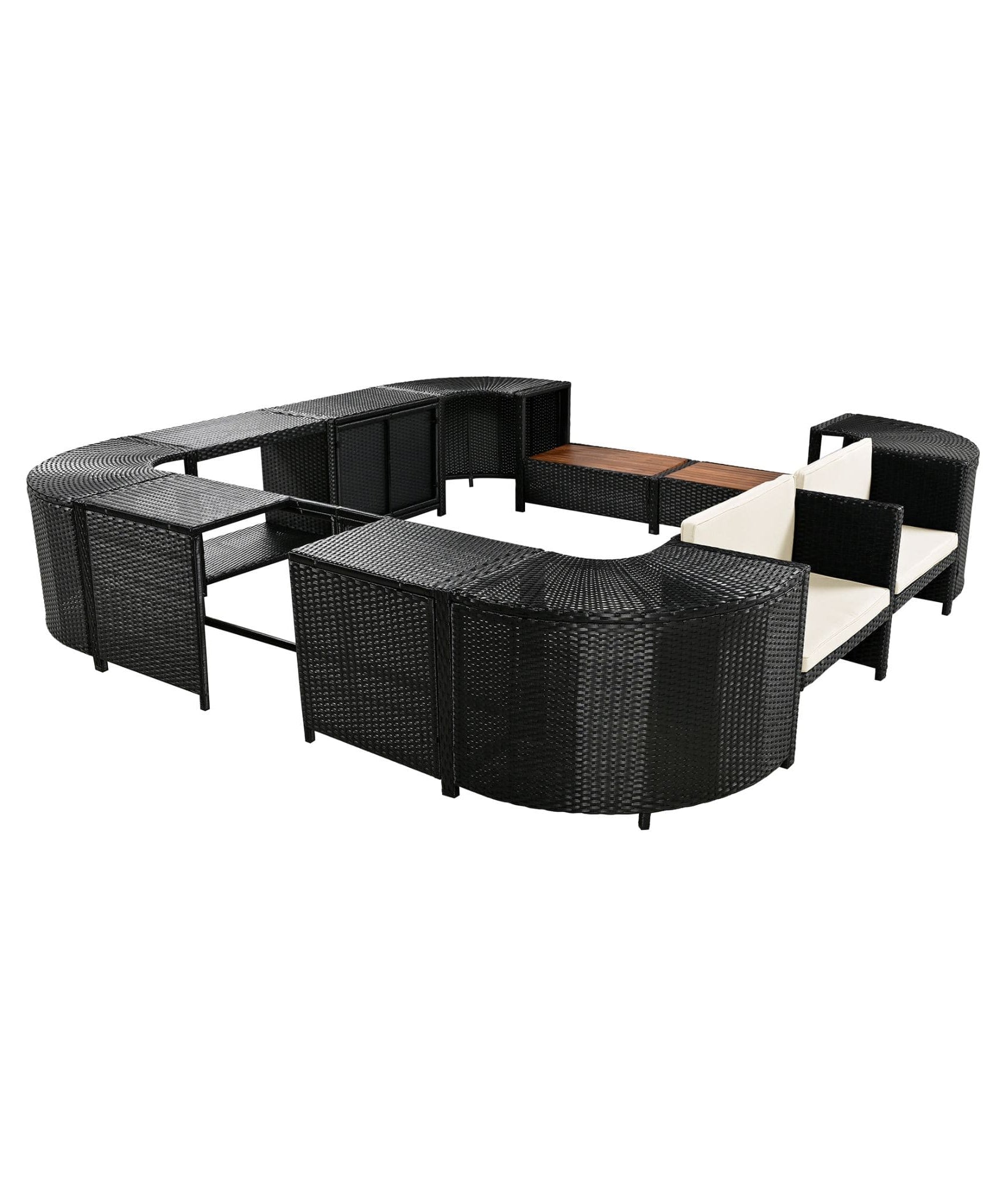 Alora Large Outdoor Quadrilateral Spa Surround Rattan Sectional Sofa Set With Storage Compartments (SAK80217)
