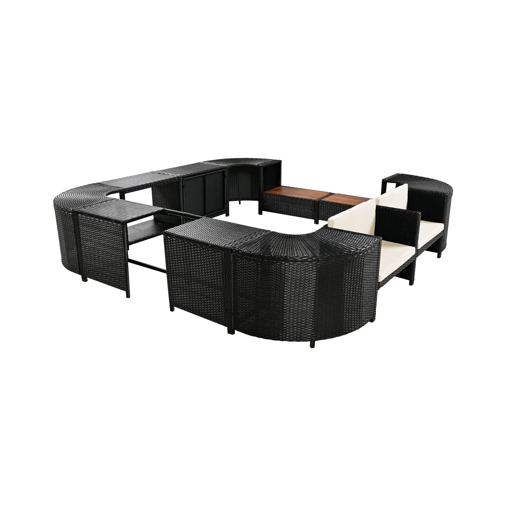 Alora Large Outdoor Quadrilateral Spa Surround Rattan Sectional Sofa Set With Storage Compartments (SAK80217)