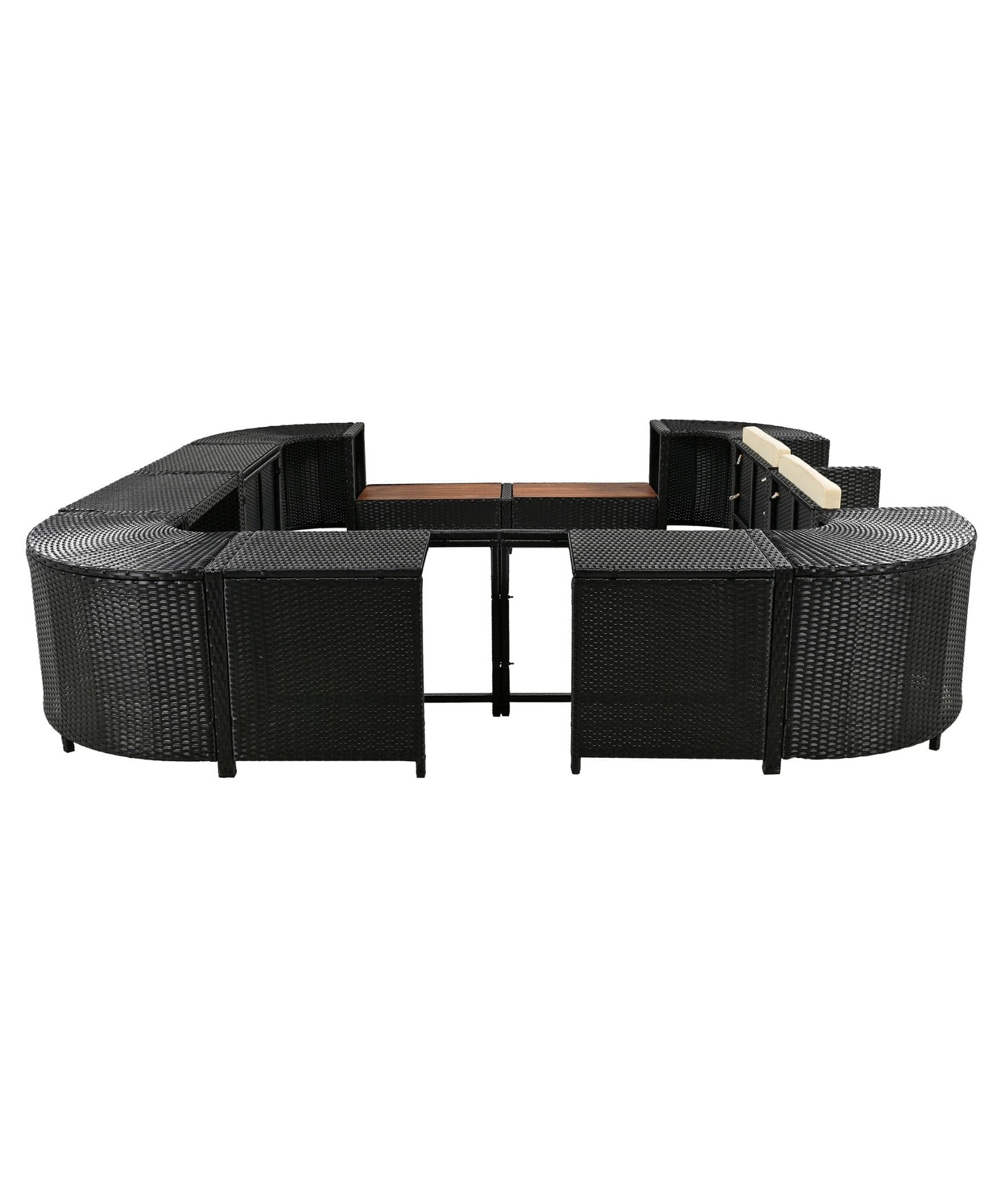 Alora Large Outdoor Quadrilateral Spa Surround Rattan Sectional Sofa Set With Storage Compartments (SAK80217)