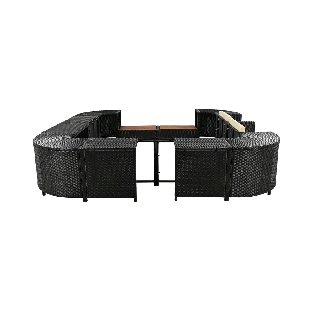 Alora Large Outdoor Quadrilateral Spa Surround Rattan Sectional Sofa Set With Storage Compartments (SAK80217)