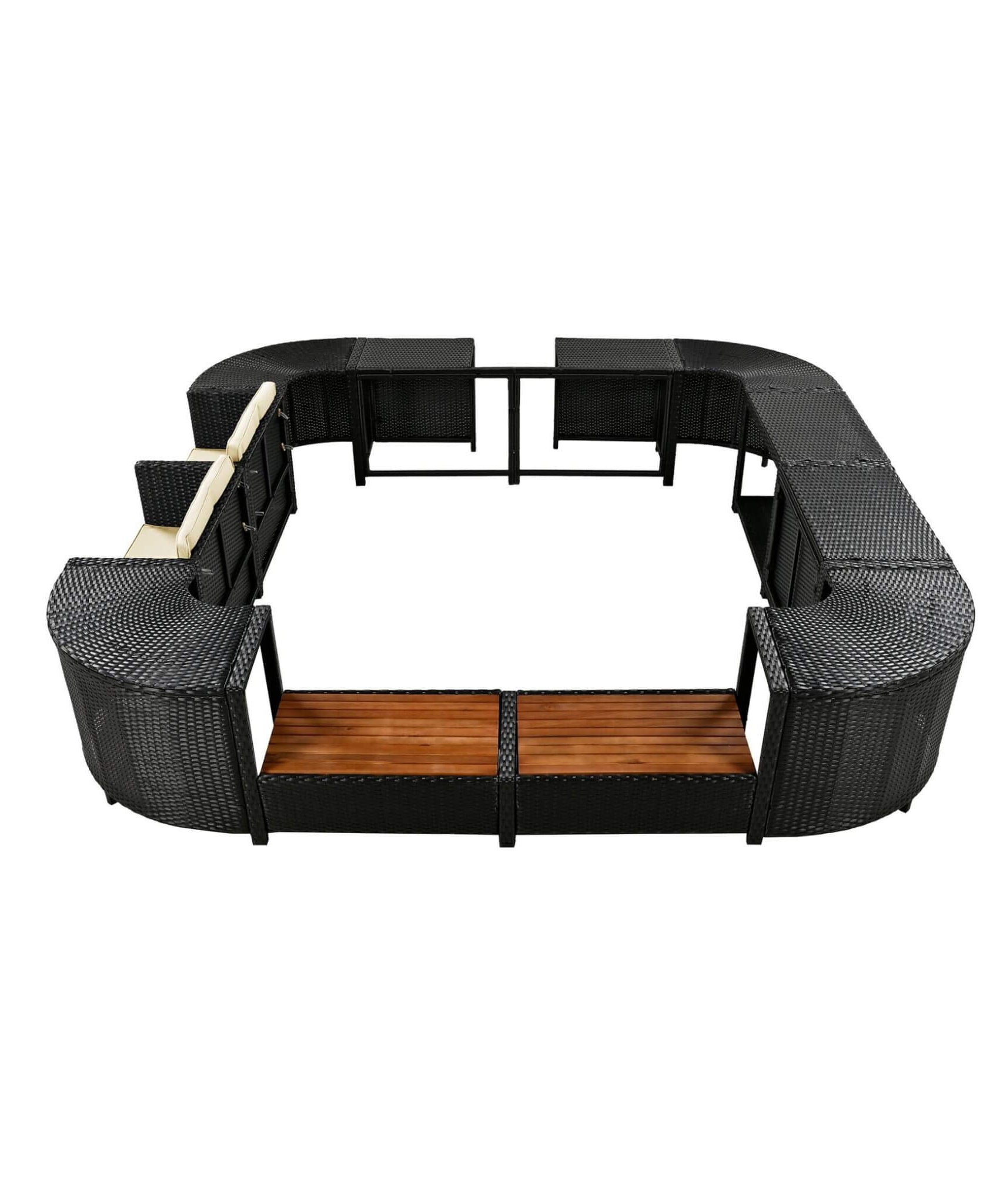 Alora Large Outdoor Quadrilateral Spa Surround Rattan Sectional Sofa Set With Storage Compartments (SAK80217)
