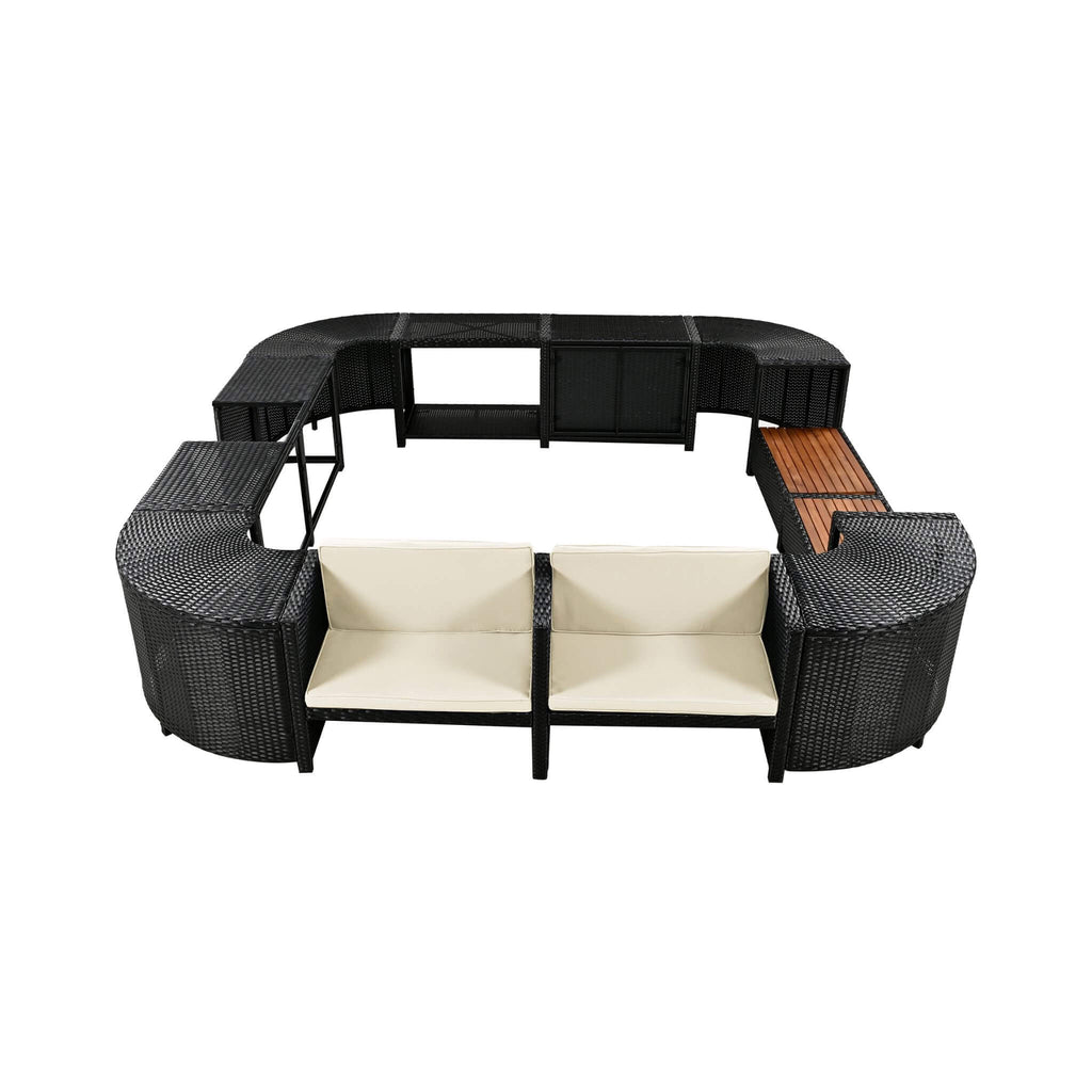 Alora Large Outdoor Quadrilateral Spa Surround Rattan Sectional Sofa Set With Storage Compartments (SAK80217)