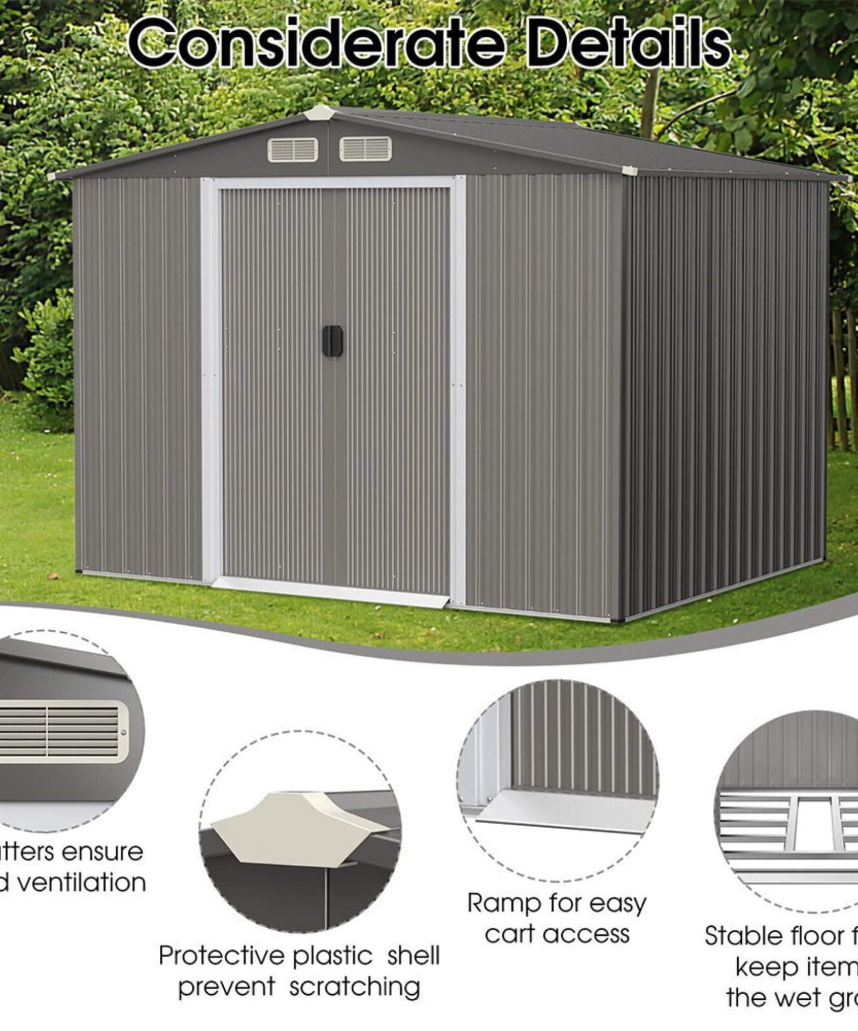 [08X06FT] Alora Premium Outdoor Steel Tool Storage Garden Backyard Shed (SAK74185)