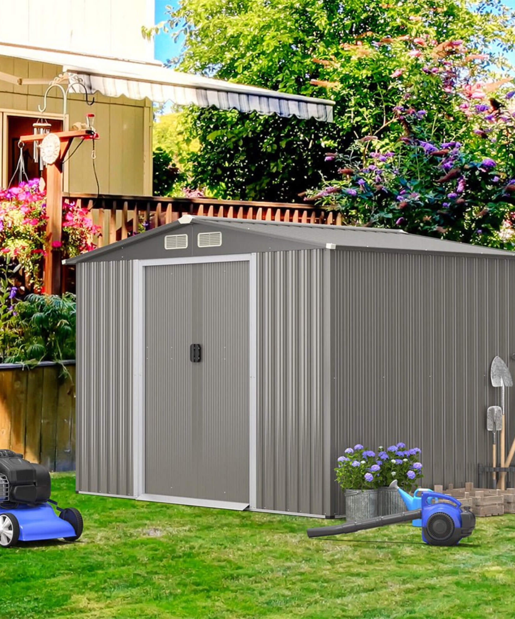[08X06FT] Alora Premium Outdoor Steel Tool Storage Garden Backyard Shed (SAK74185)
