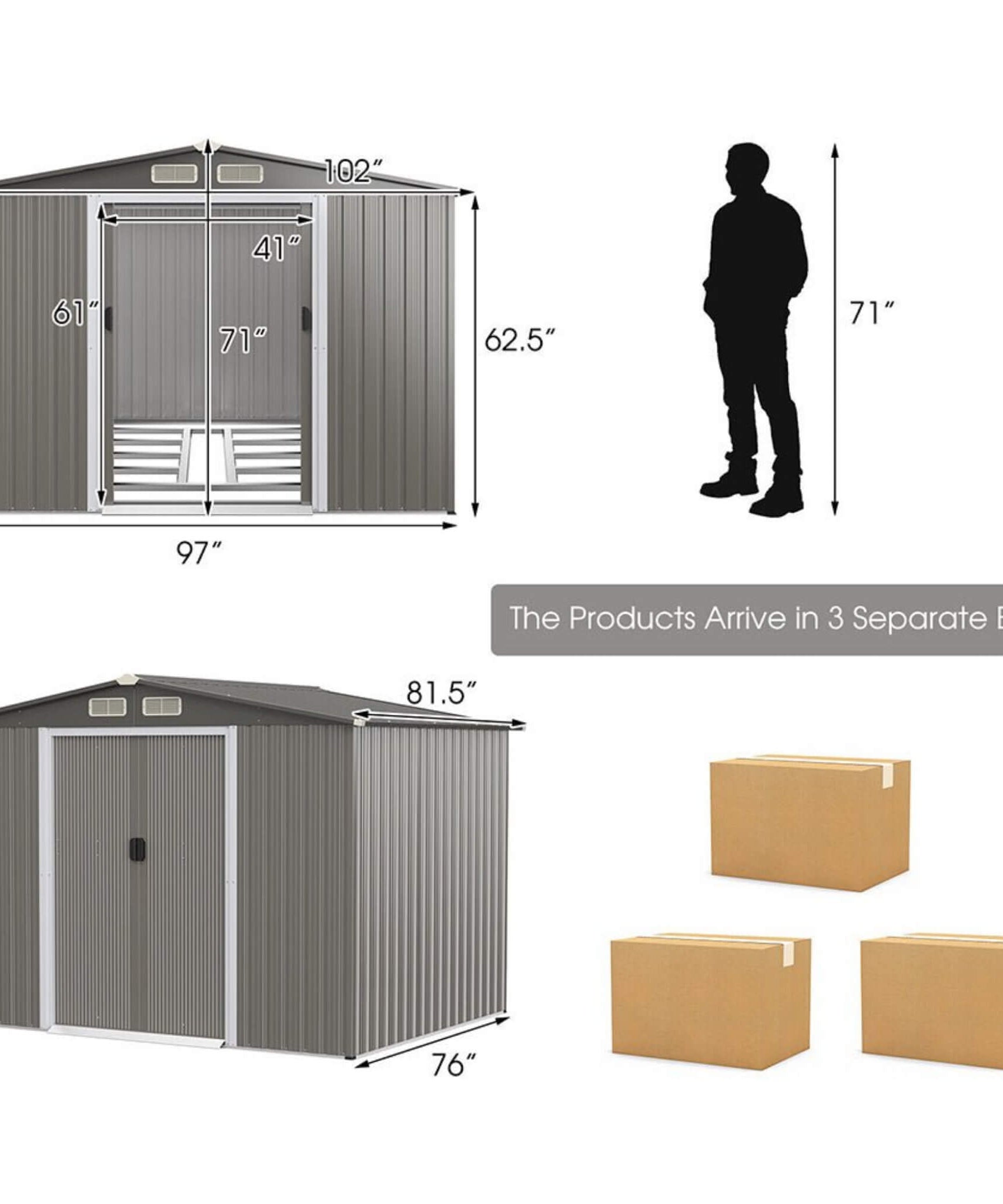 [08X06FT] Alora Premium Outdoor Steel Tool Storage Garden Backyard Shed (SAK74185)