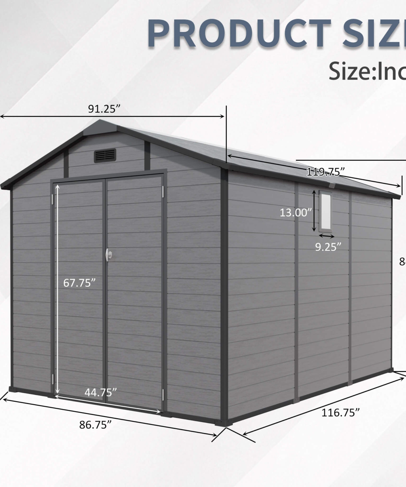 Alora Large Plastic Lockable Resin Outdoor Storage Shed With Window And Floor (SAK25870)