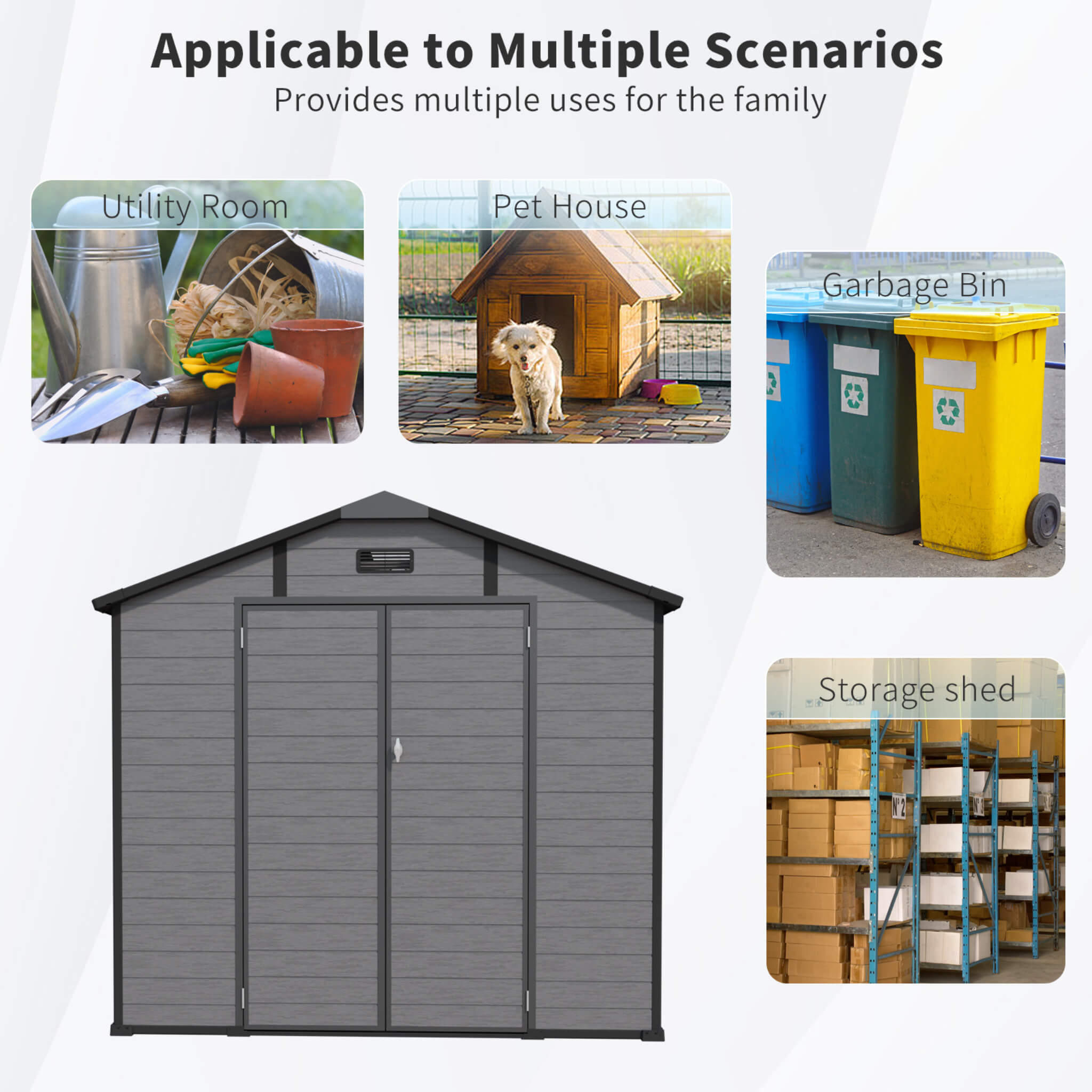 Alora Large Plastic Lockable Resin Outdoor Storage Shed With Window And Floor (SAK25870)