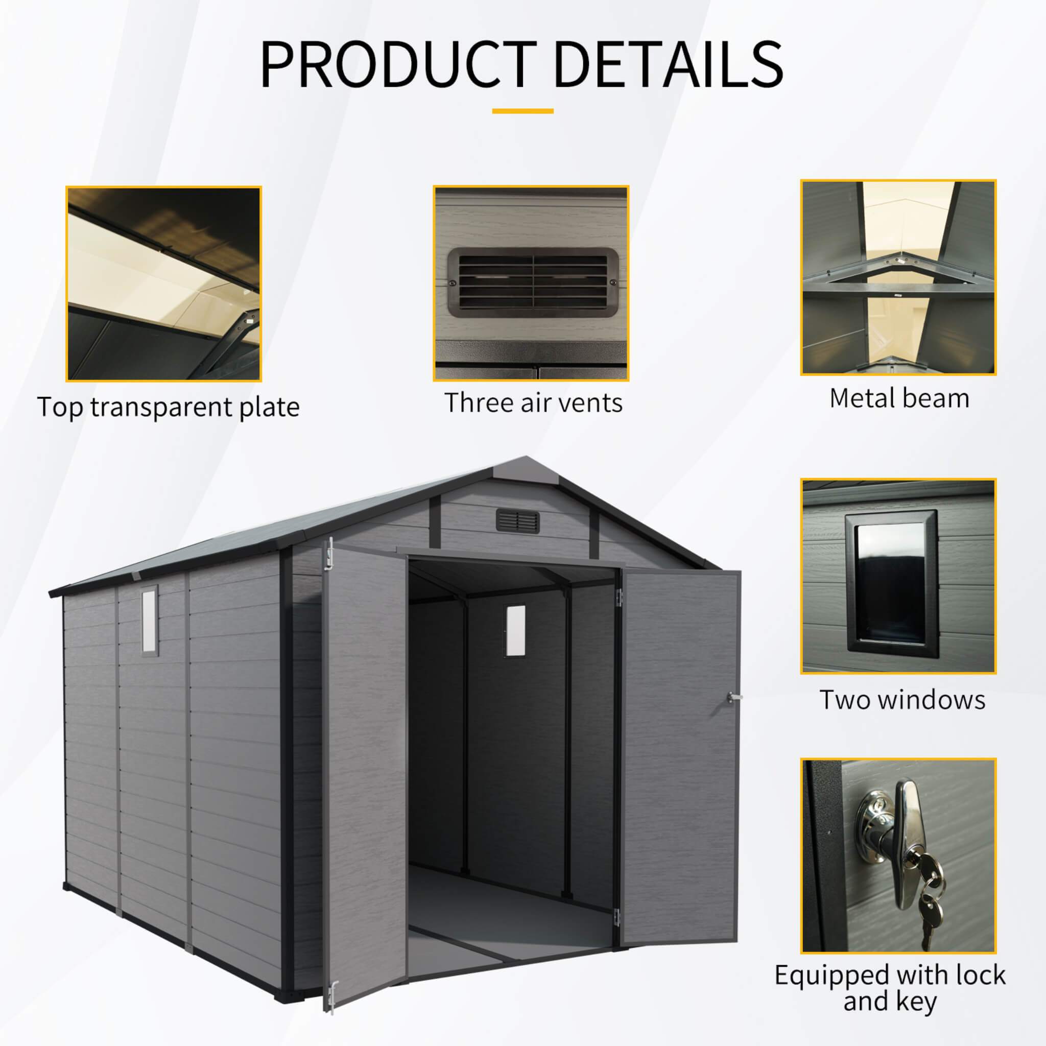Alora Large Plastic Lockable Resin Outdoor Storage Shed With Window And Floor (SAK25870)