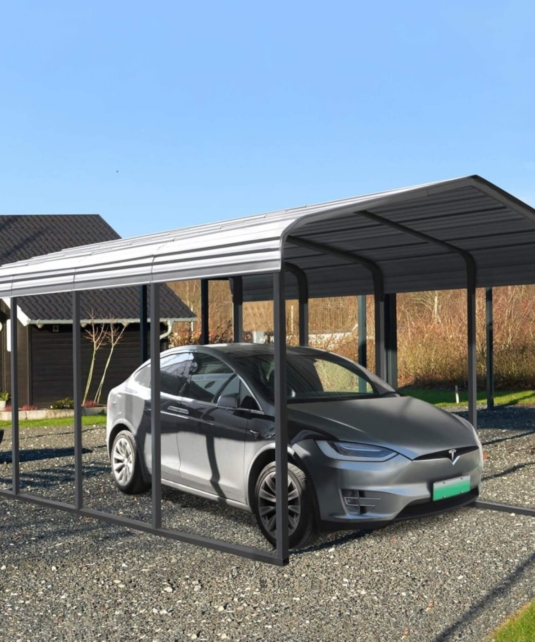 [12X20FT] Alora Premium Modern Heavy-Duty Outdoor Alloy Steel Carport Canopy (SAK91486)