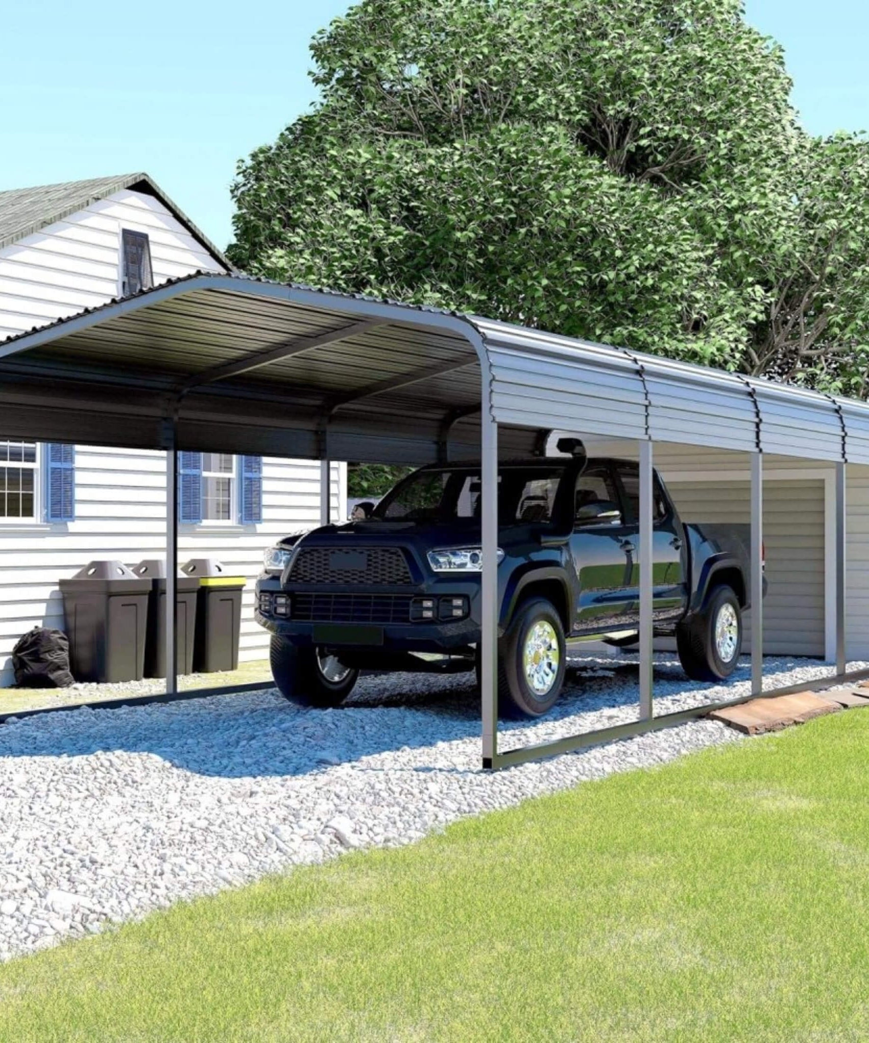 [12X20FT] Alora Premium Modern Heavy-Duty Outdoor Alloy Steel Carport Canopy (SAK91486)