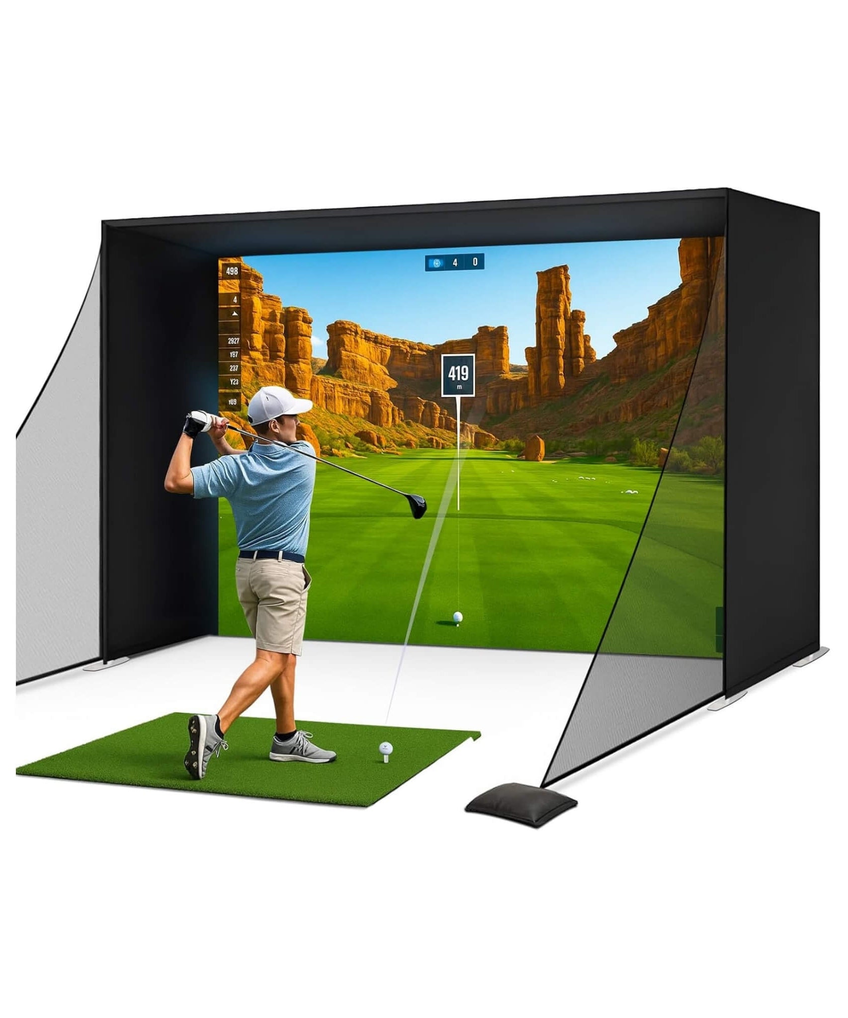 Large Premium Indoor Golf Simulator Enclosure Net With Frame And HD Screen Kit [ENCLOSURE ONLY] (SAK34172)