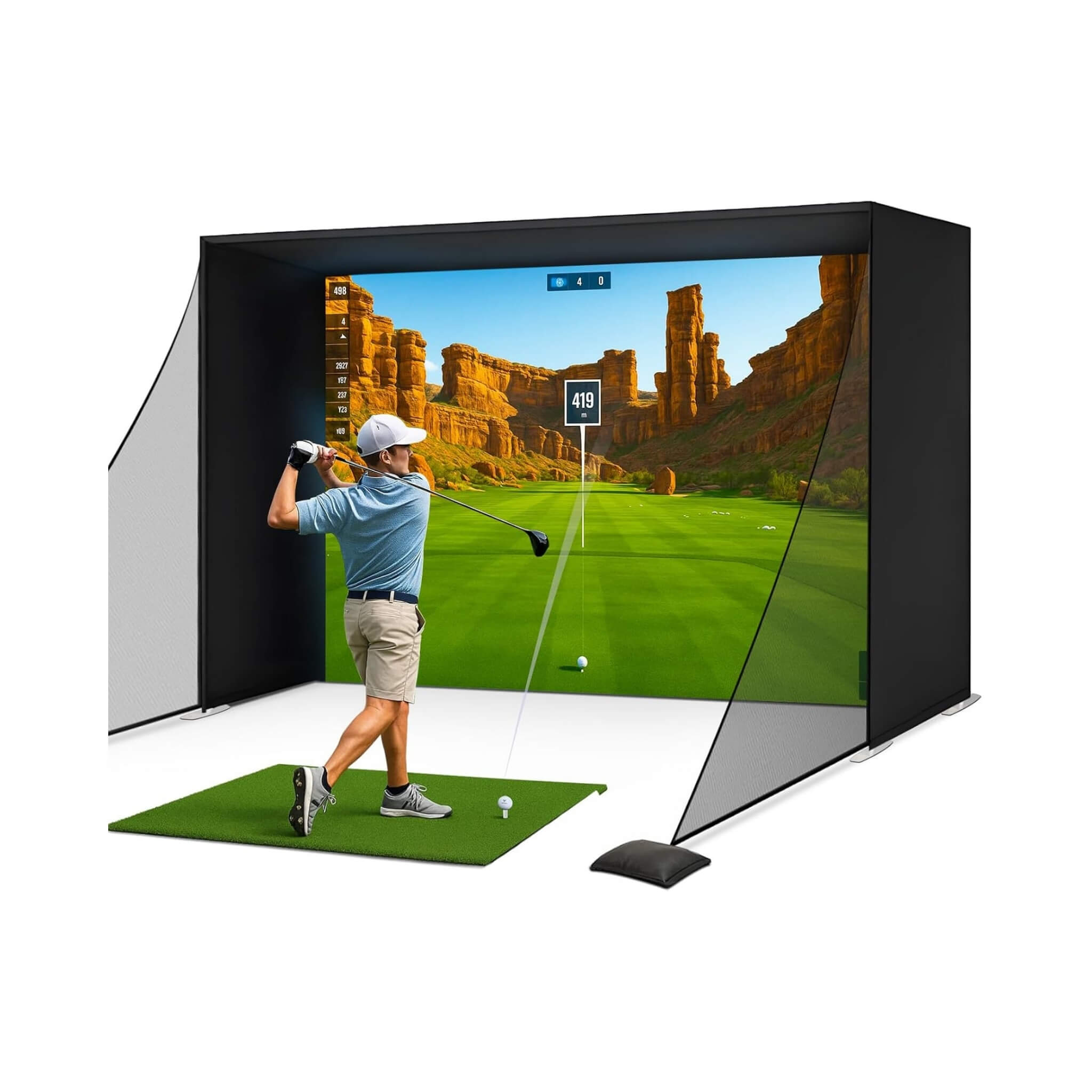 Large Premium Indoor Golf Simulator Enclosure Net With Frame And HD Screen Kit [ENCLOSURE ONLY] (SAK34172)