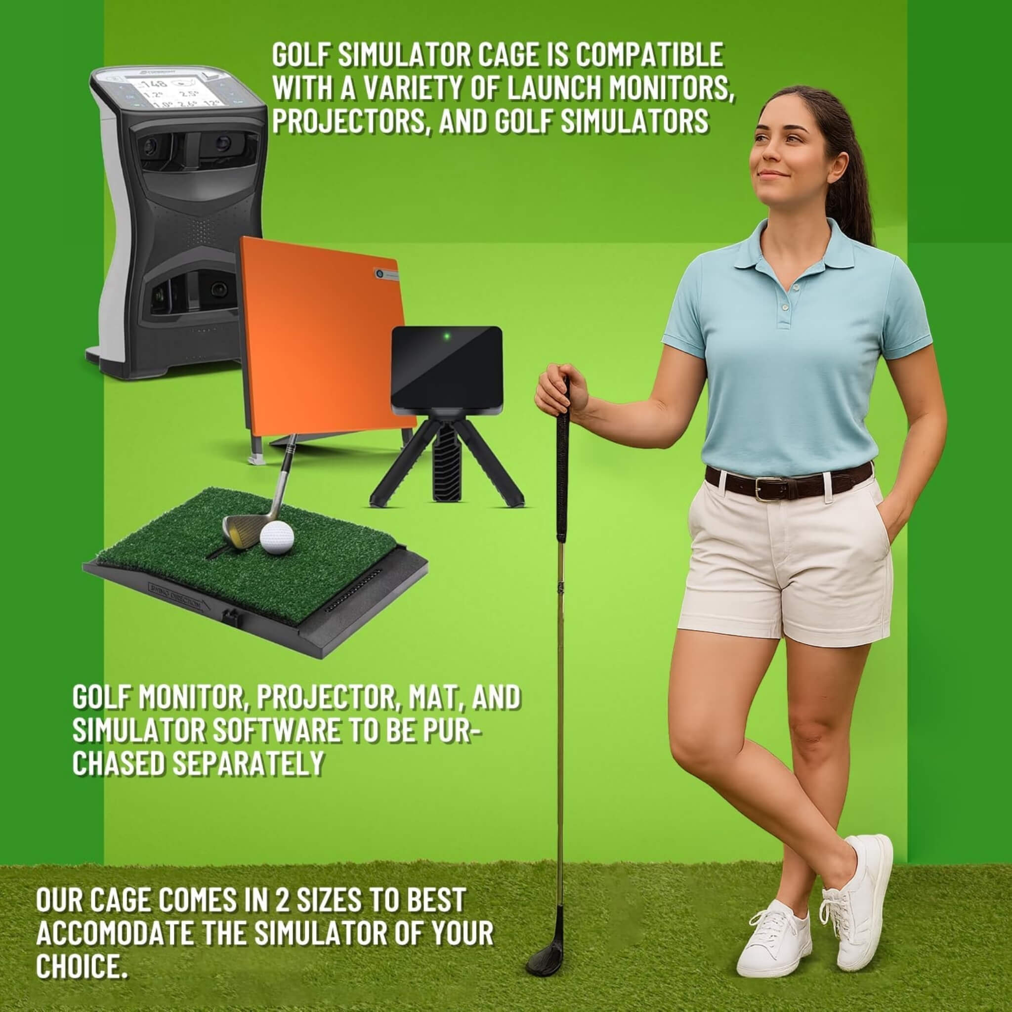 Large Premium Indoor Golf Simulator Enclosure Net With Frame And HD Screen Kit [ENCLOSURE ONLY] (SAK34172)