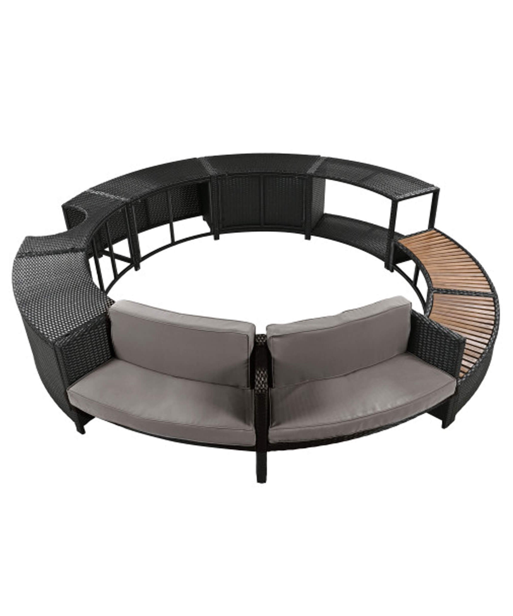 Alora Large Premium Surround Spa Patio Rattan Sofa Set With Storage Compartments And Cushions (SAK75629)