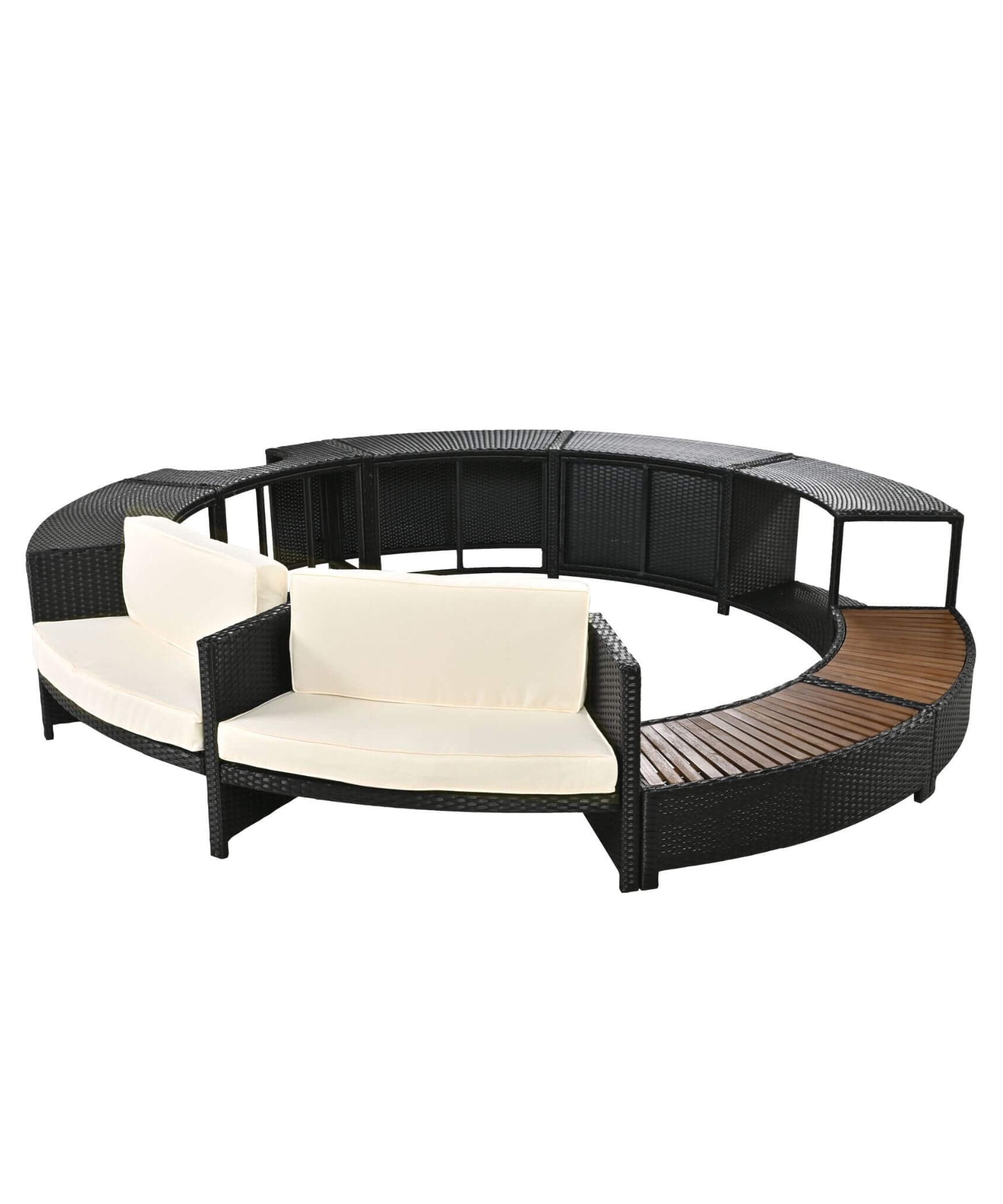 Alora Large Premium Surround Spa Patio Rattan Sofa Set With Storage Compartments And Cushions (SAK75629)