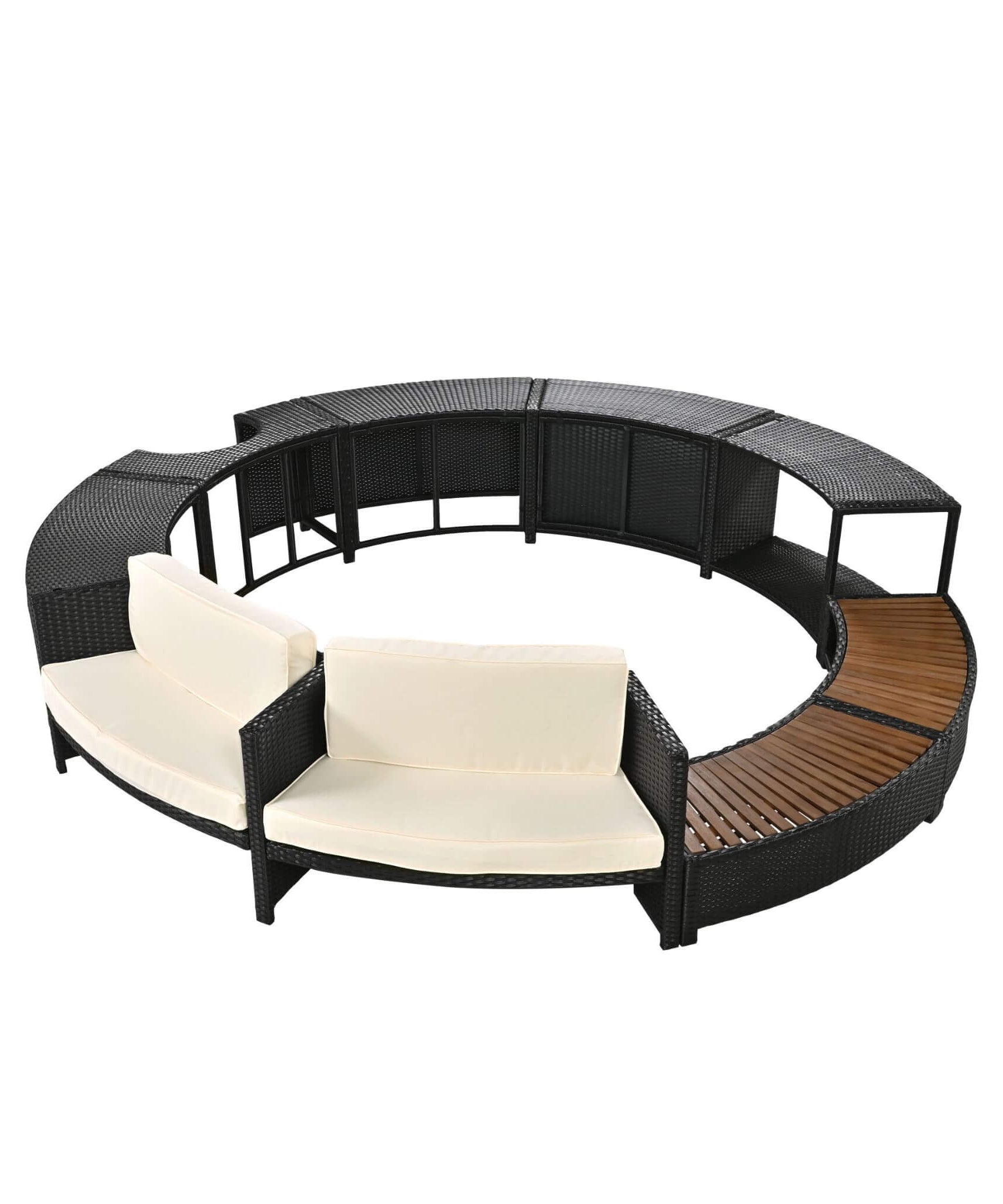 Alora Large Premium Surround Spa Patio Rattan Sofa Set With Storage Compartments And Cushions (SAK75629)