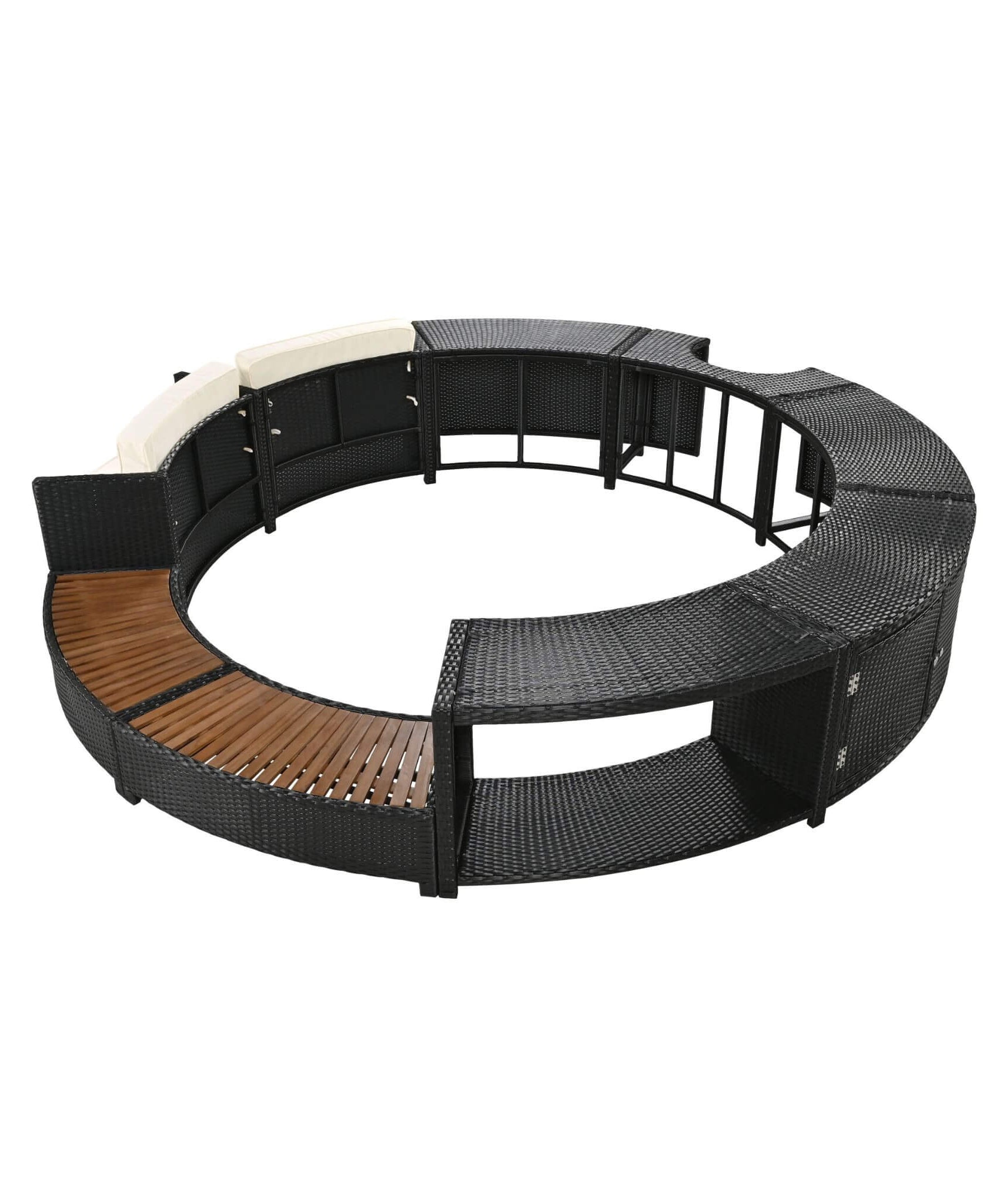 Alora Large Premium Surround Spa Patio Rattan Sofa Set With Storage Compartments And Cushions (SAK75629)