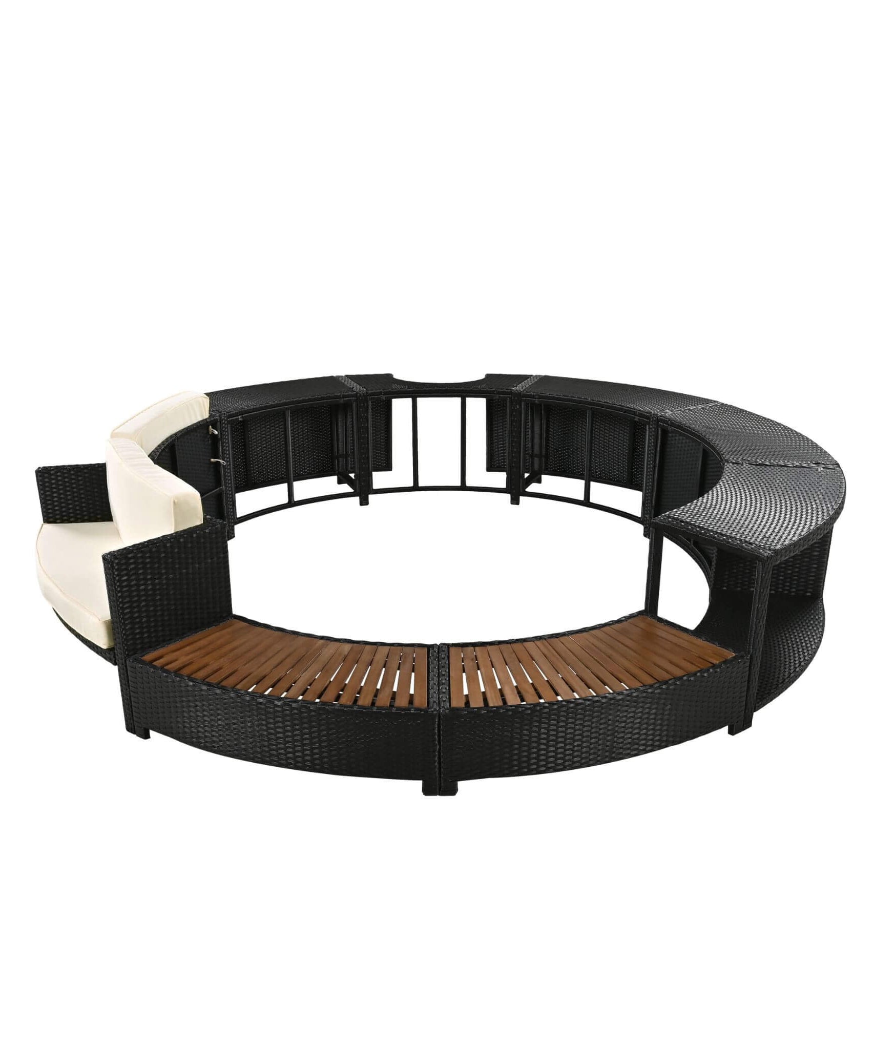 Alora Large Premium Surround Spa Patio Rattan Sofa Set With Storage Compartments And Cushions (SAK75629)