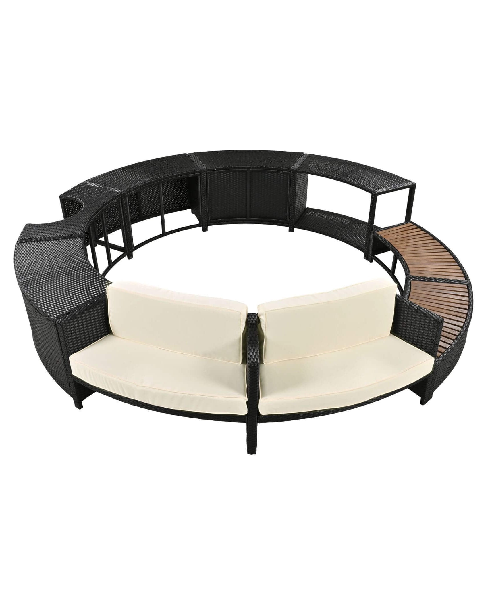 Alora Large Premium Surround Spa Patio Rattan Sofa Set With Storage Compartments And Cushions (SAK75629)