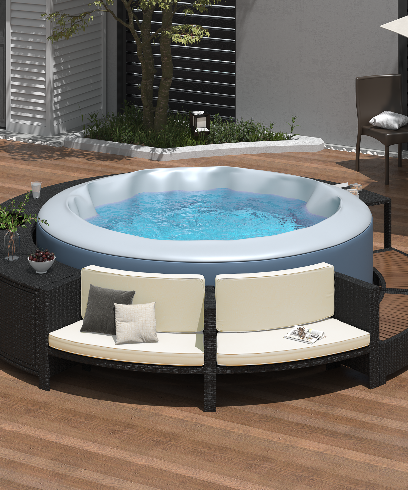 Alora Large Premium Surround Spa Patio Rattan Sofa Set With Storage Compartments And Cushions (SAK75629)