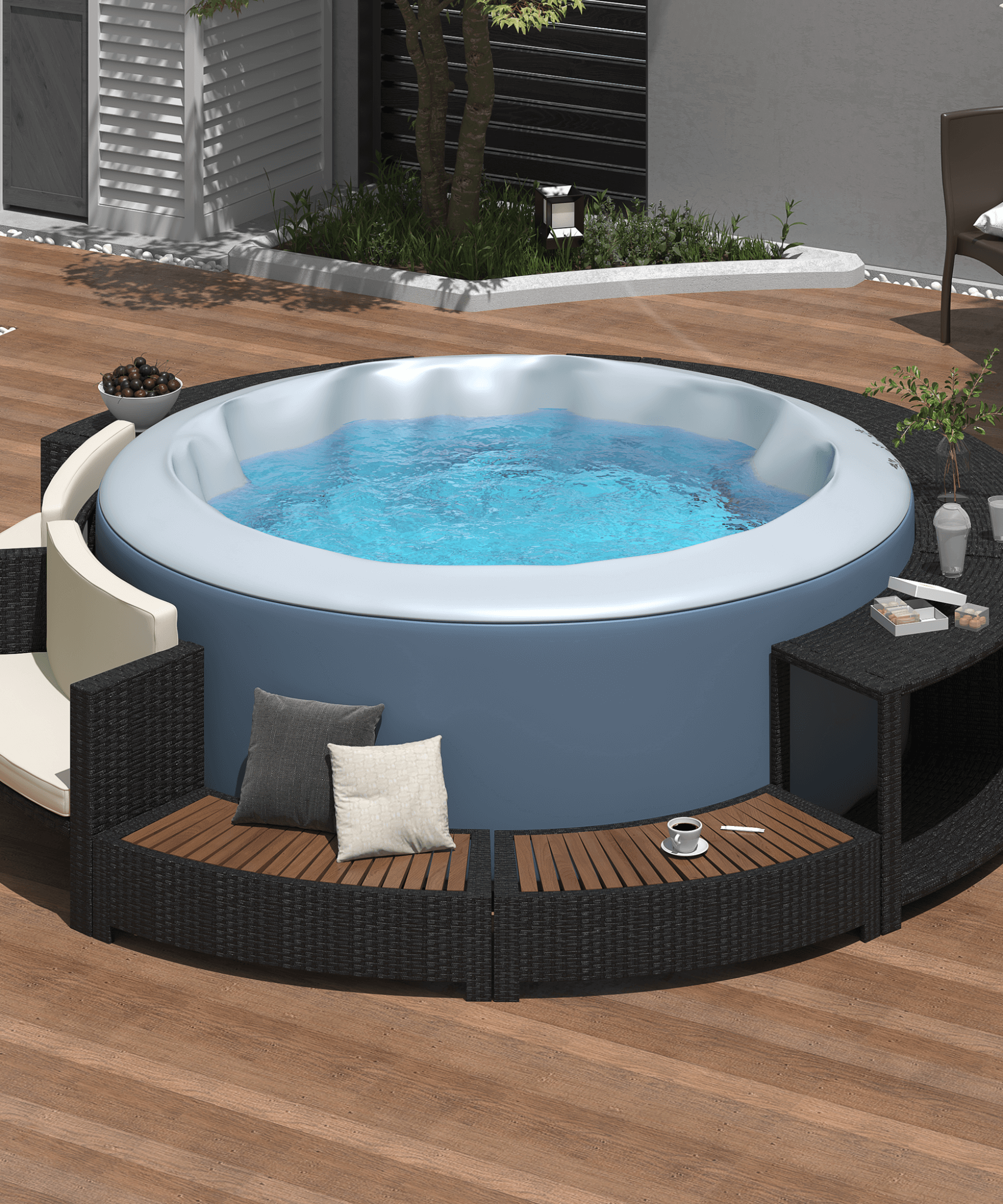 Alora Large Premium Surround Spa Patio Rattan Sofa Set With Storage Compartments And Cushions (SAK75629)