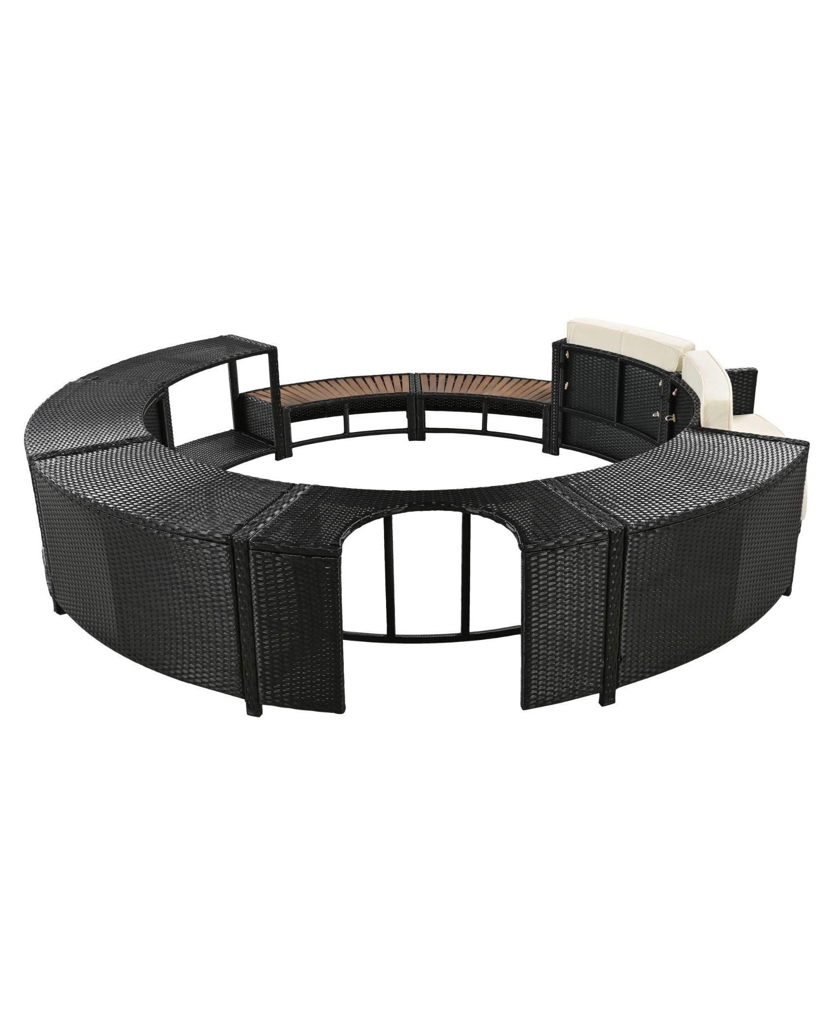 Alora Large Premium Surround Spa Patio Rattan Sofa Set With Storage Compartments And Cushions (SAK75629)