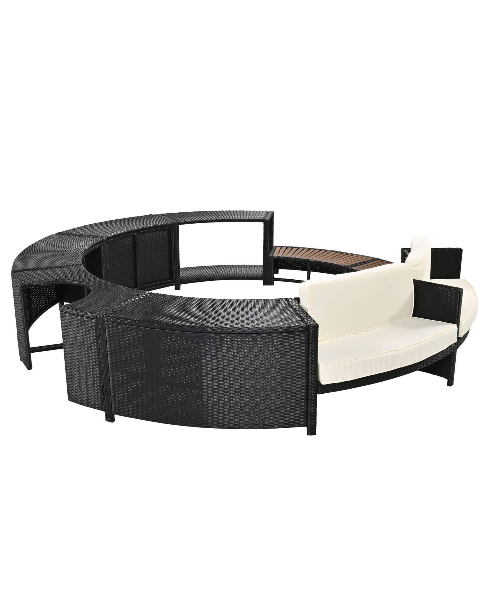 Alora Large Premium Surround Spa Patio Rattan Sofa Set With Storage Compartments And Cushions (SAK75629)