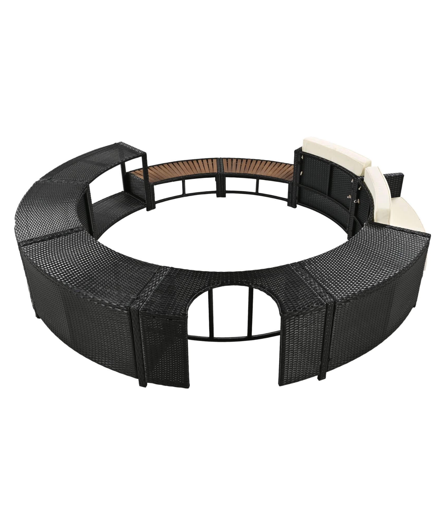 Alora Large Premium Surround Spa Patio Rattan Sofa Set With Storage Compartments And Cushions (SAK75629)