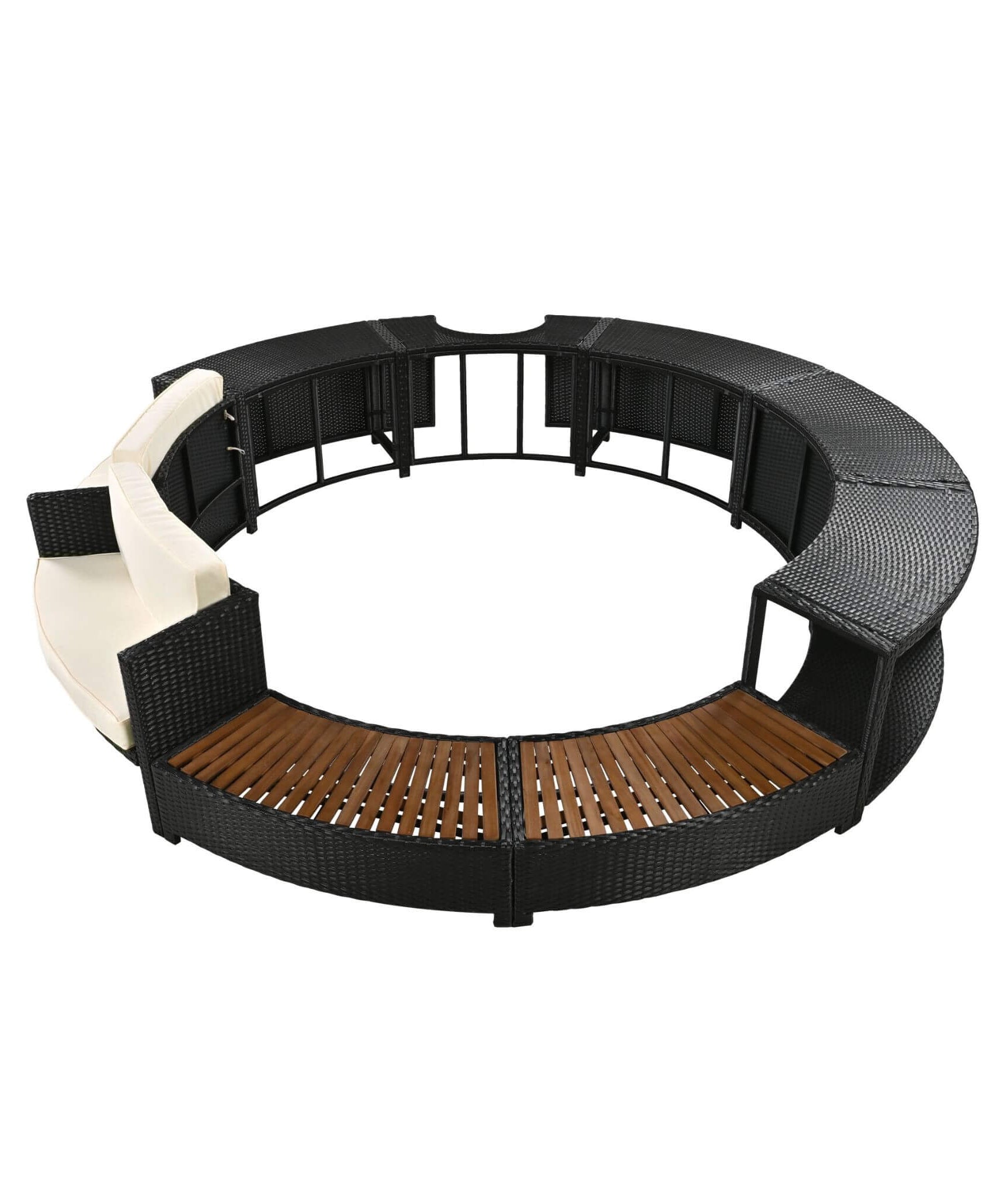 Alora Large Premium Surround Spa Patio Rattan Sofa Set With Storage Compartments And Cushions (SAK75629)