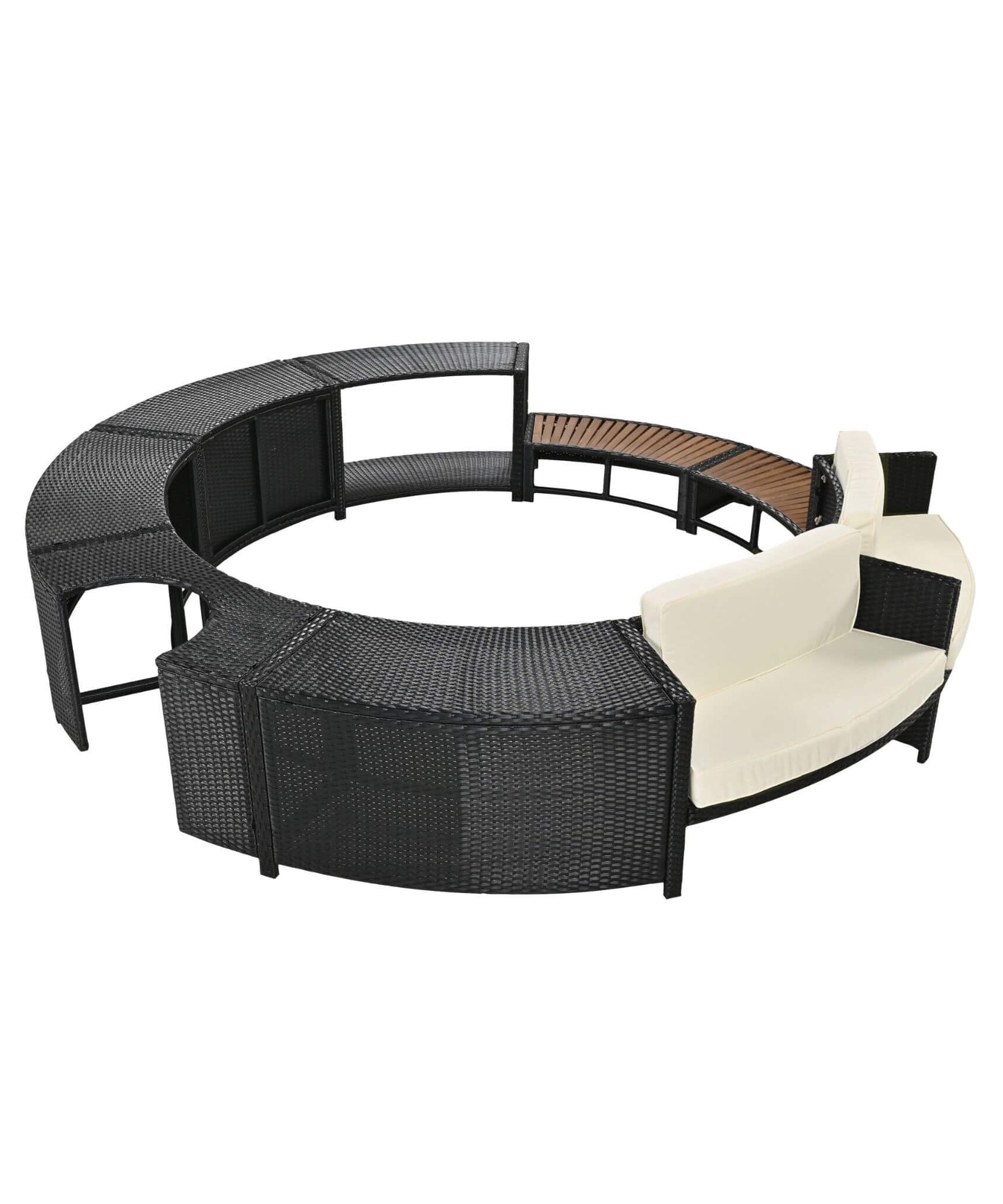 Alora Large Premium Surround Spa Patio Rattan Sofa Set With Storage Compartments And Cushions (SAK75629)